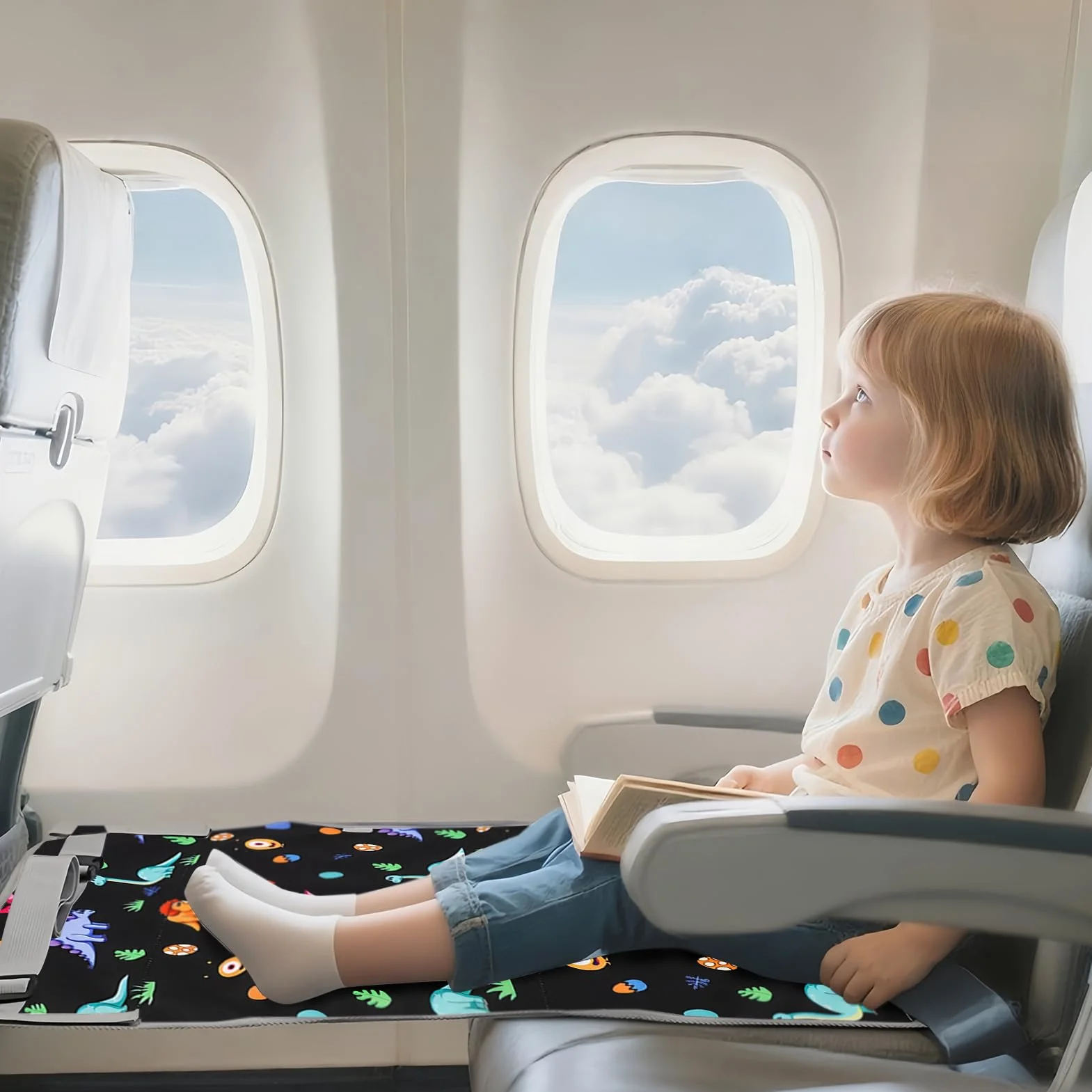 Lettino Aereo per Bambini Letto da Viaggio Pieghevole con Poggiapiedi Morbido e Sacco Nanna