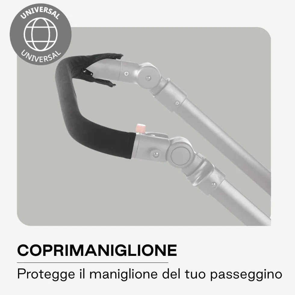 Jané Copertura Maniglione Passeggino Universale, Manico Intero, Anti-Usura, Chiusura Zip, Nero