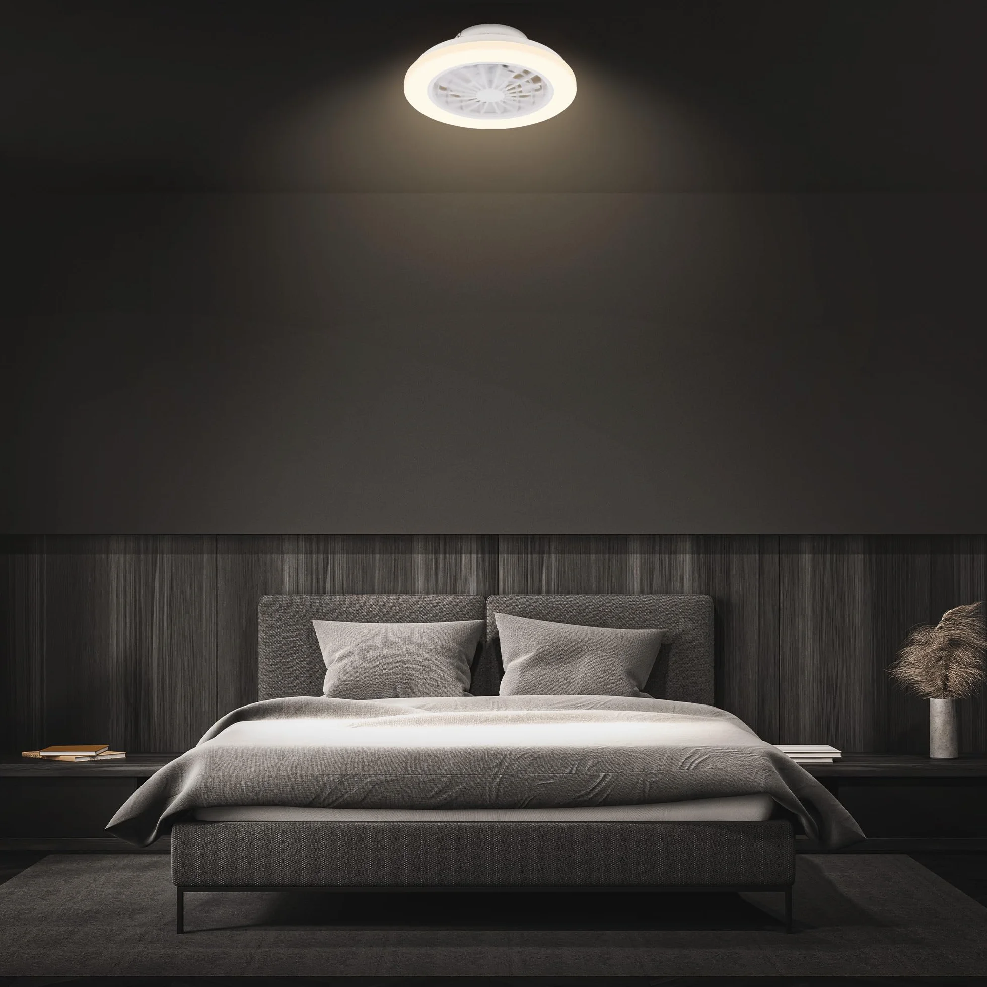 BRILONER - Ventilatore da soffitto con luce LED, telecomando, motore DC silenzioso con 5 velocità, CCT e luminosità regolabile, lampadario ventilatore da soffitto, lampadario, 38 cm, bianco