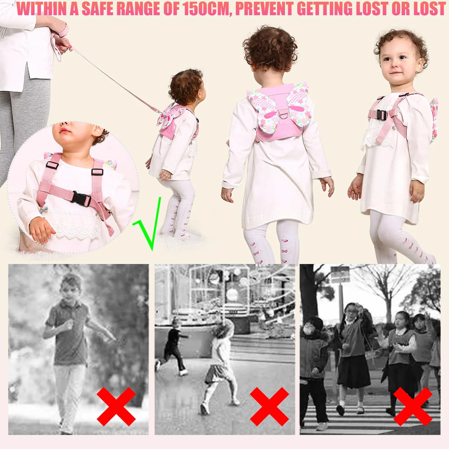DKDDSSS Guinzaglio per Bambini, Imbracatura di Sicurezza Anti-Loss Anti perso