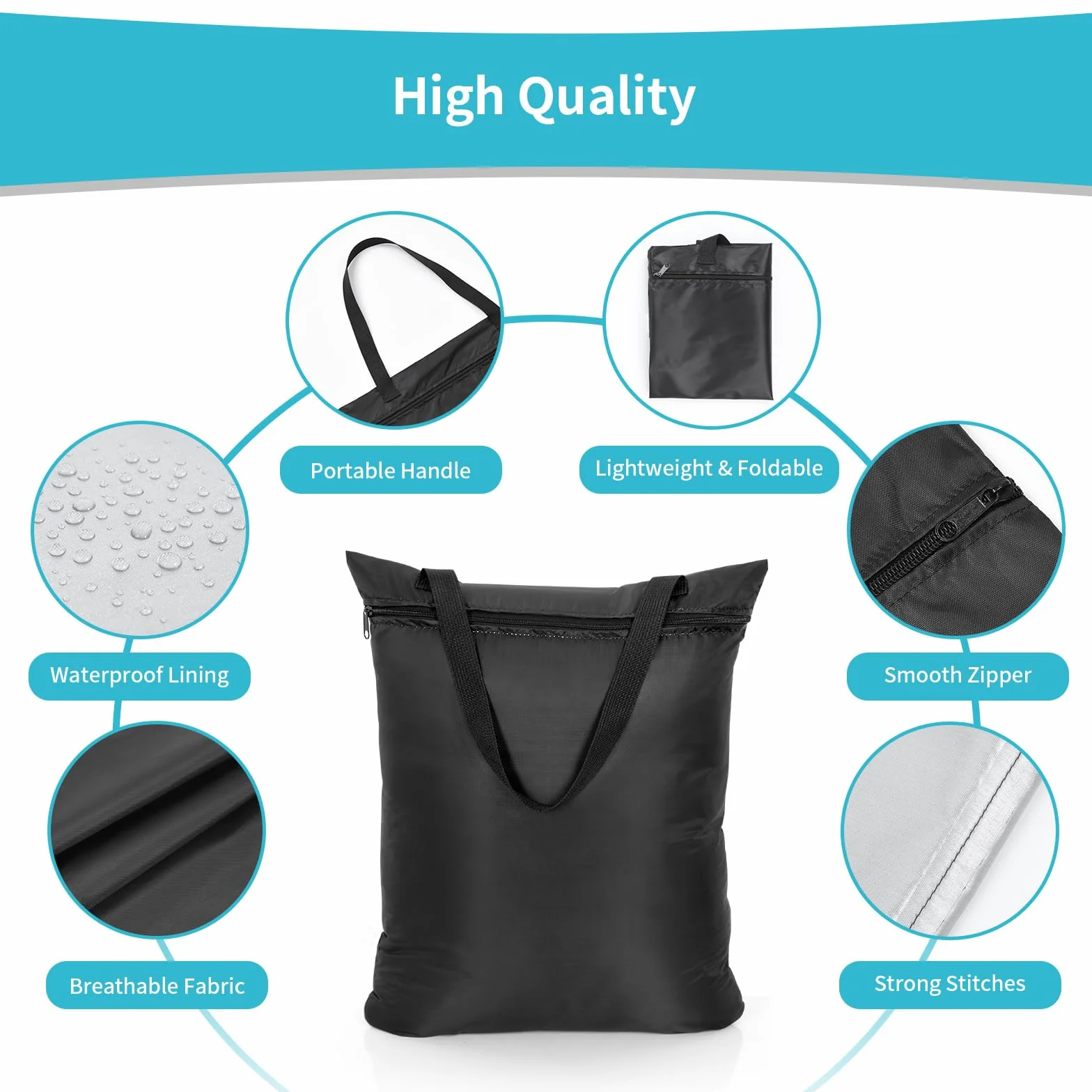 OTraki Sacchi da Biancheria Impermeabile da viaggio 40x50cm 2 Pezzi Pieghevole Wet Bag Nero