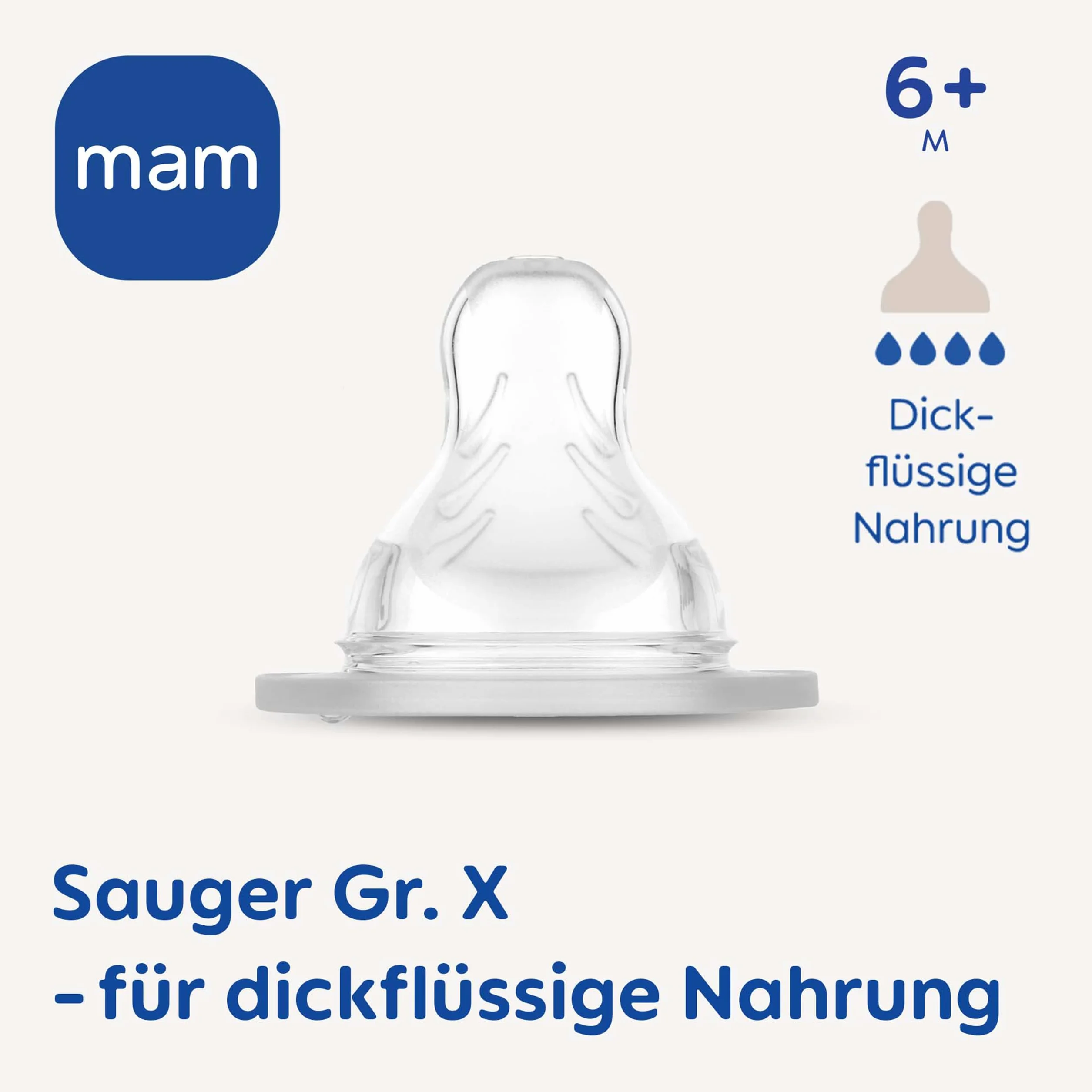 MAM 99964100 Set di 4 tettarelle, misura X