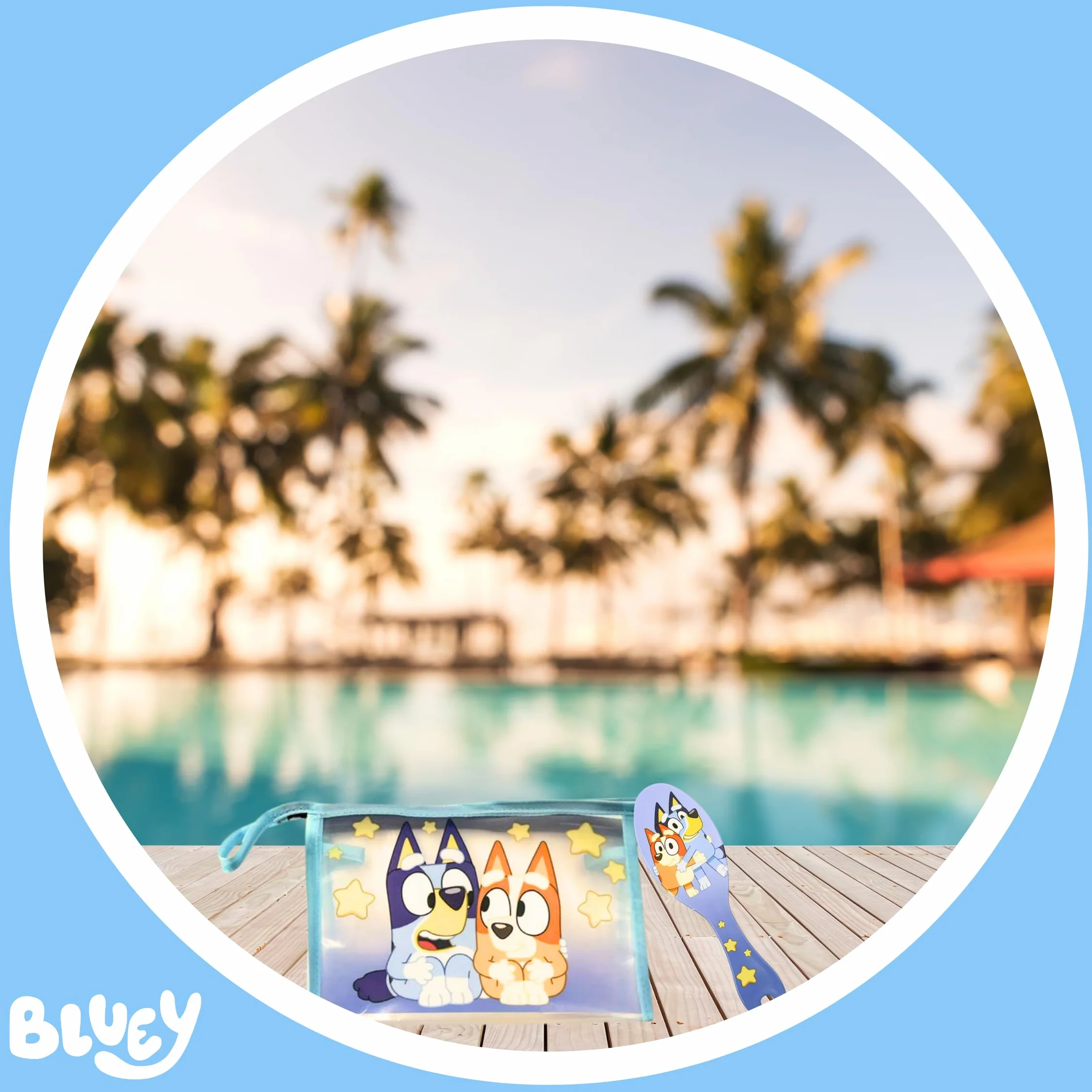 Bluey Borsa da Toilette per Bambini con Spazzola e Asciugamano