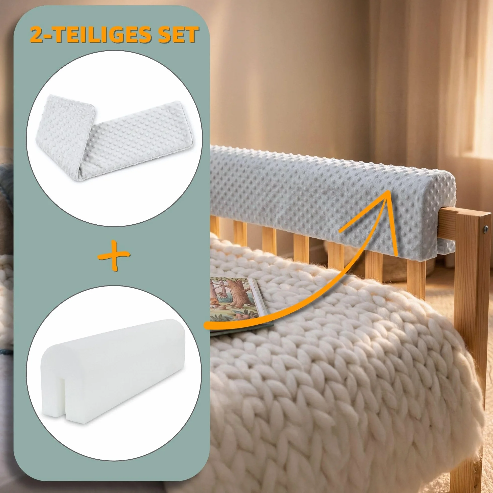 Totsy Baby Paracolpi lettino neonato antisoffoco 120 cm Oeko-Tex Grigio Chiaro