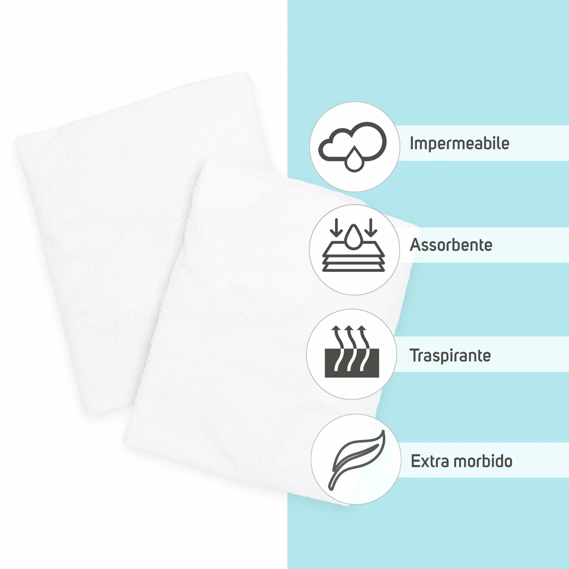 Coprimaterasso Regolabile Impermeabile 50x80 cm Bianco, 2 Pezzi