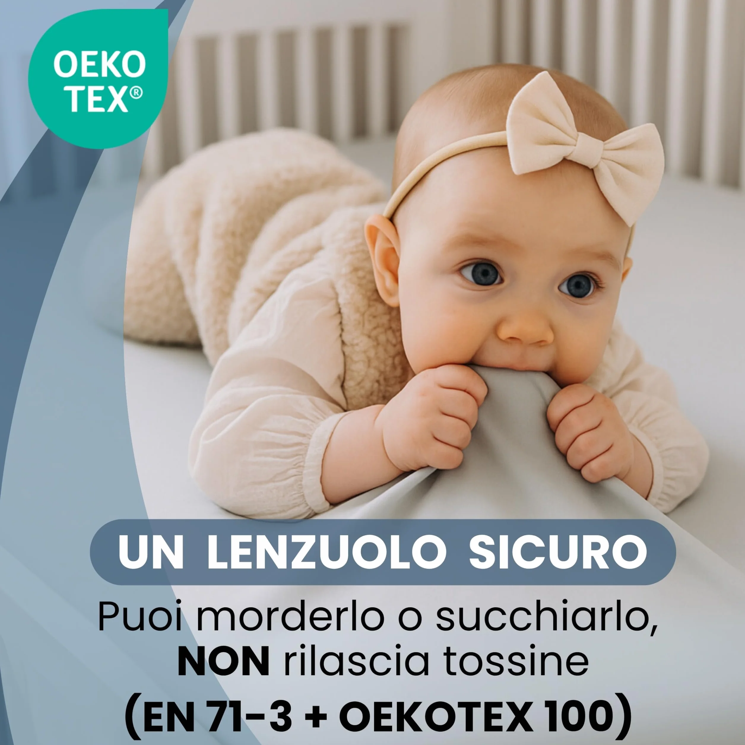 Bisoo Lenzuolo Magico Cotone Jersey Impermeabile 160x80 2 Pezzi Bianco Grigio OekoTex