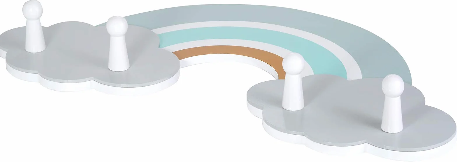 Kindsgut Appendiabito da Parete in Legno per Bambini, 4 Appendini, Multicolore, Finn