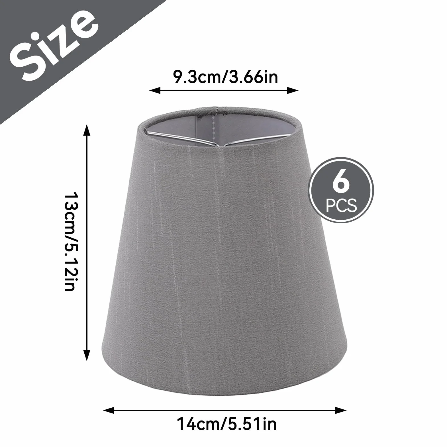 Cyrank Paralume a Lampadina a Clip,Paralume in Tessuto Grigio da 6 Pezzi Paralume per Lampada da scrivania E14 Paralume Tessuto Piccolo Avorio,Piccolo per lampade da Parete con lampadario da Tavolo