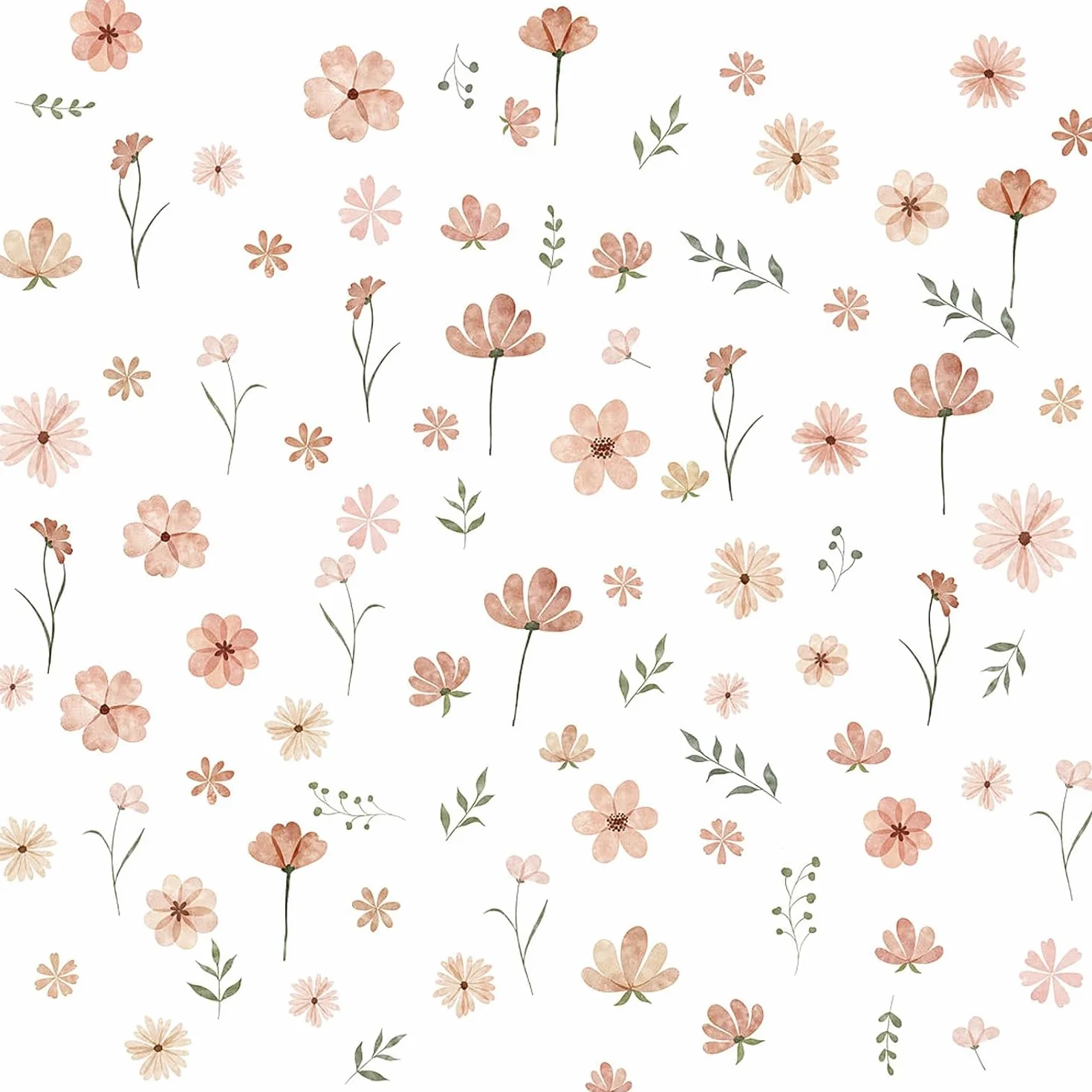 Boho Adesivi Murali Floreali 9 fogli con fiori, piccoli motivi piante per cameretta ragazze