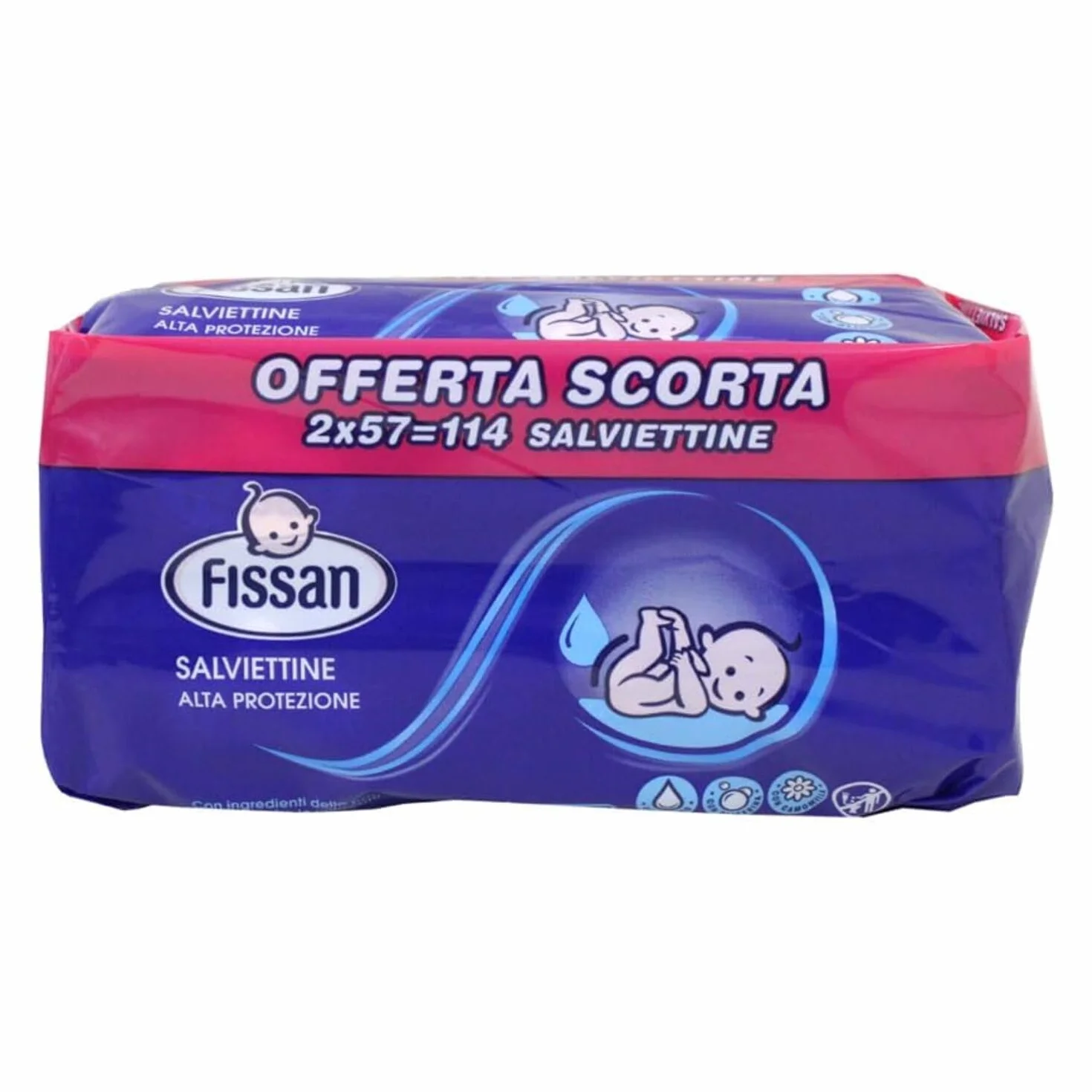 FISSAN Salviettine Alta Protezione Neonati Bambini 96% Ingredienti Naturali Zinco 12 Confezioni 684 Pezzi