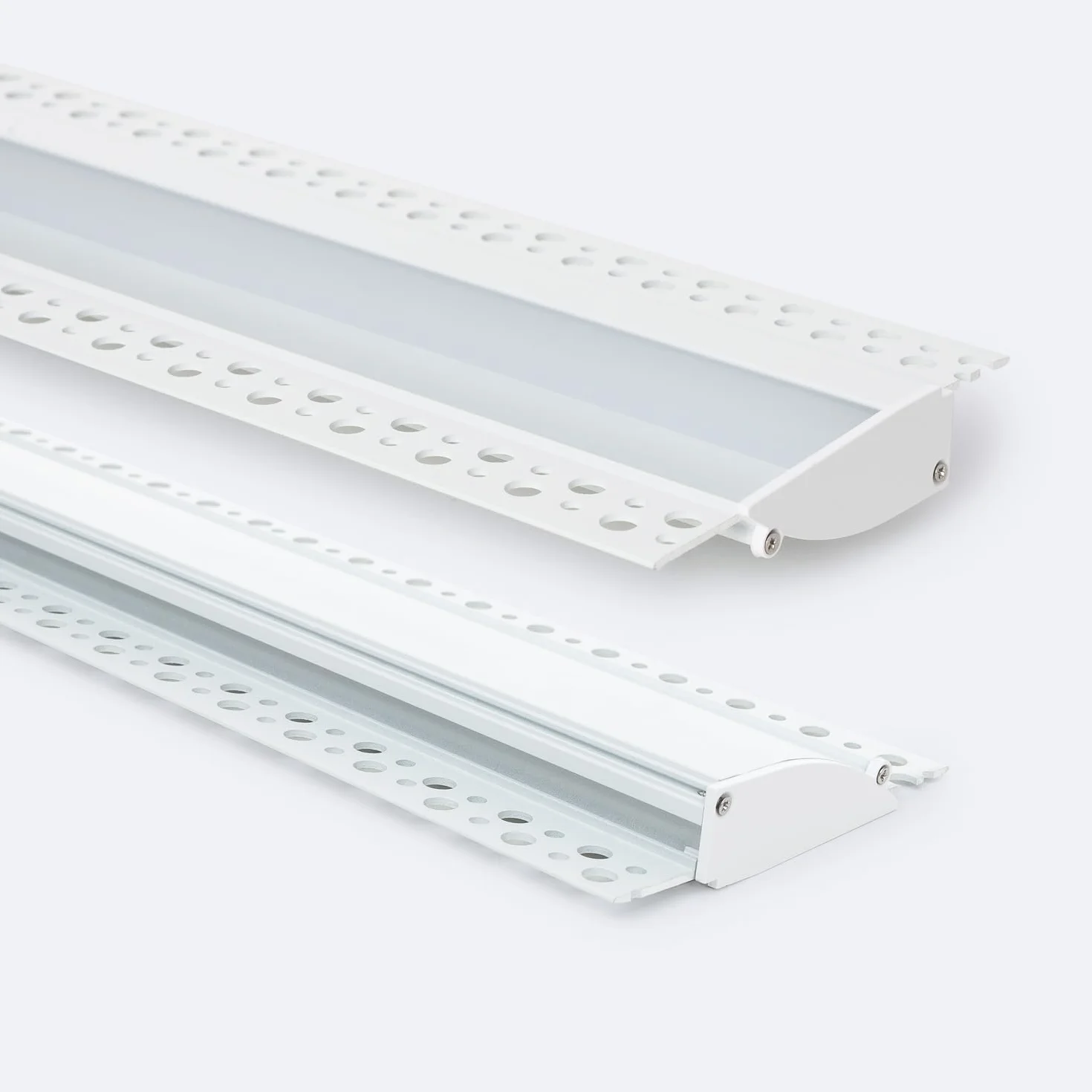 LEDKIA LIGHTING Profilo Alluminio da Incasso per Cartongesso 2m per Striscia LED fino a 12mm Bianco 2 m Semitrasparente