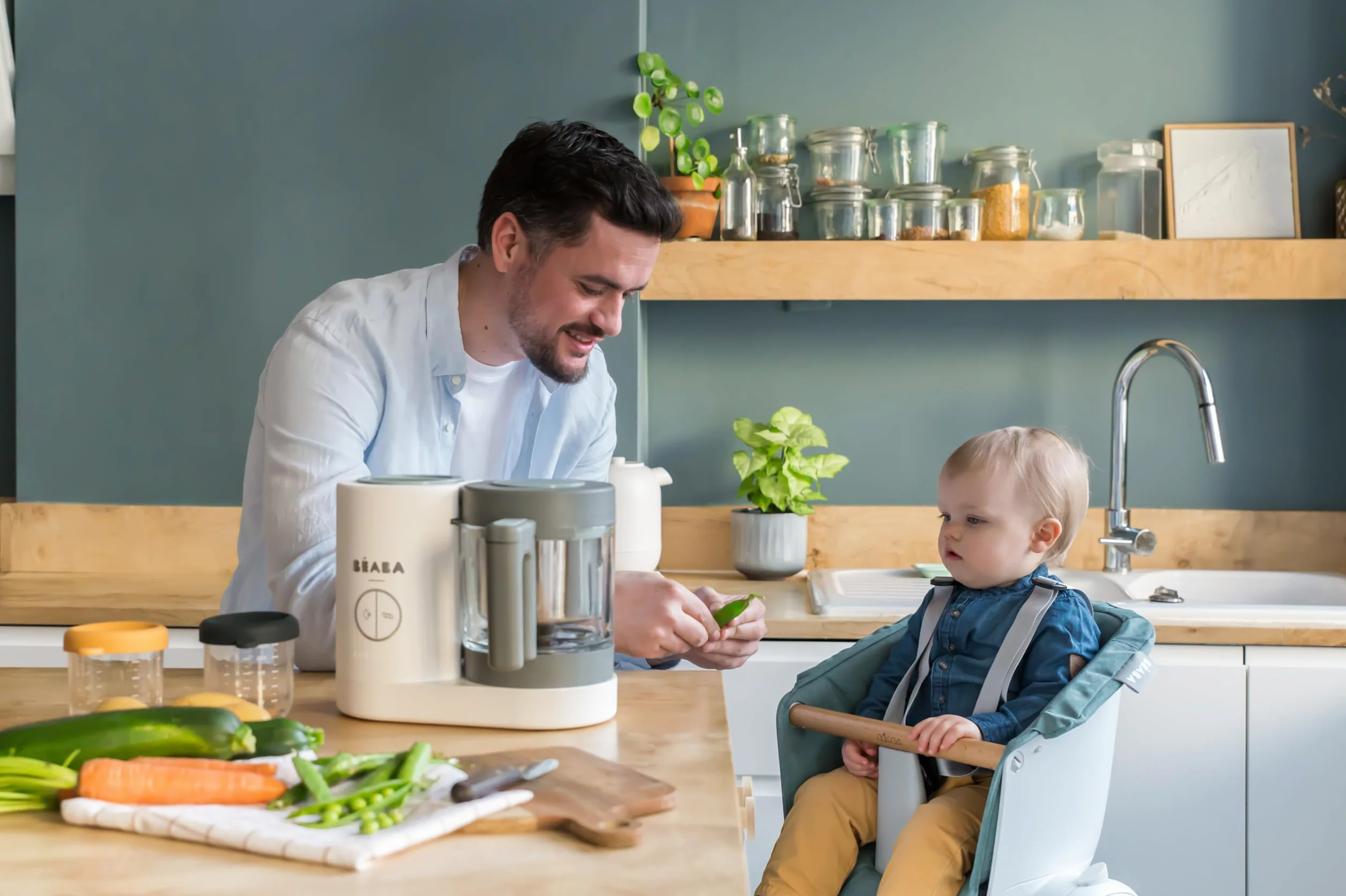 BÉABA Babycook Néo Cuocipappa Omogeneizzatore 6 in 1 Cottura a Vapore Delicata Bicchiere Vetro Acciaio Inox Bianco