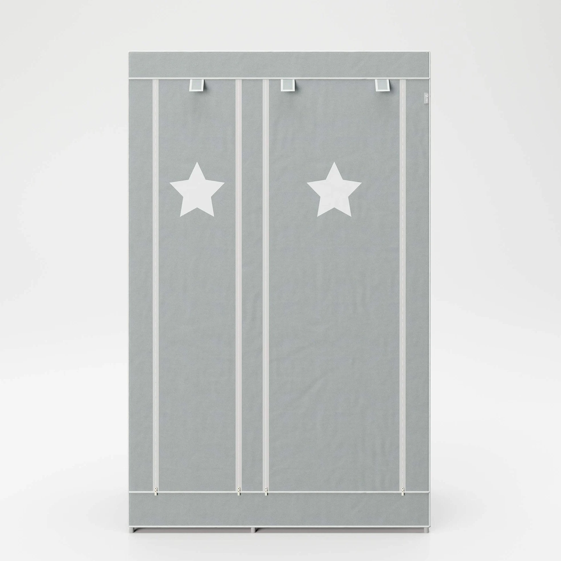 roba Armadio in Tessuto Little Stars 175 x 110 x 45 cm 6 Scomparti Grigio