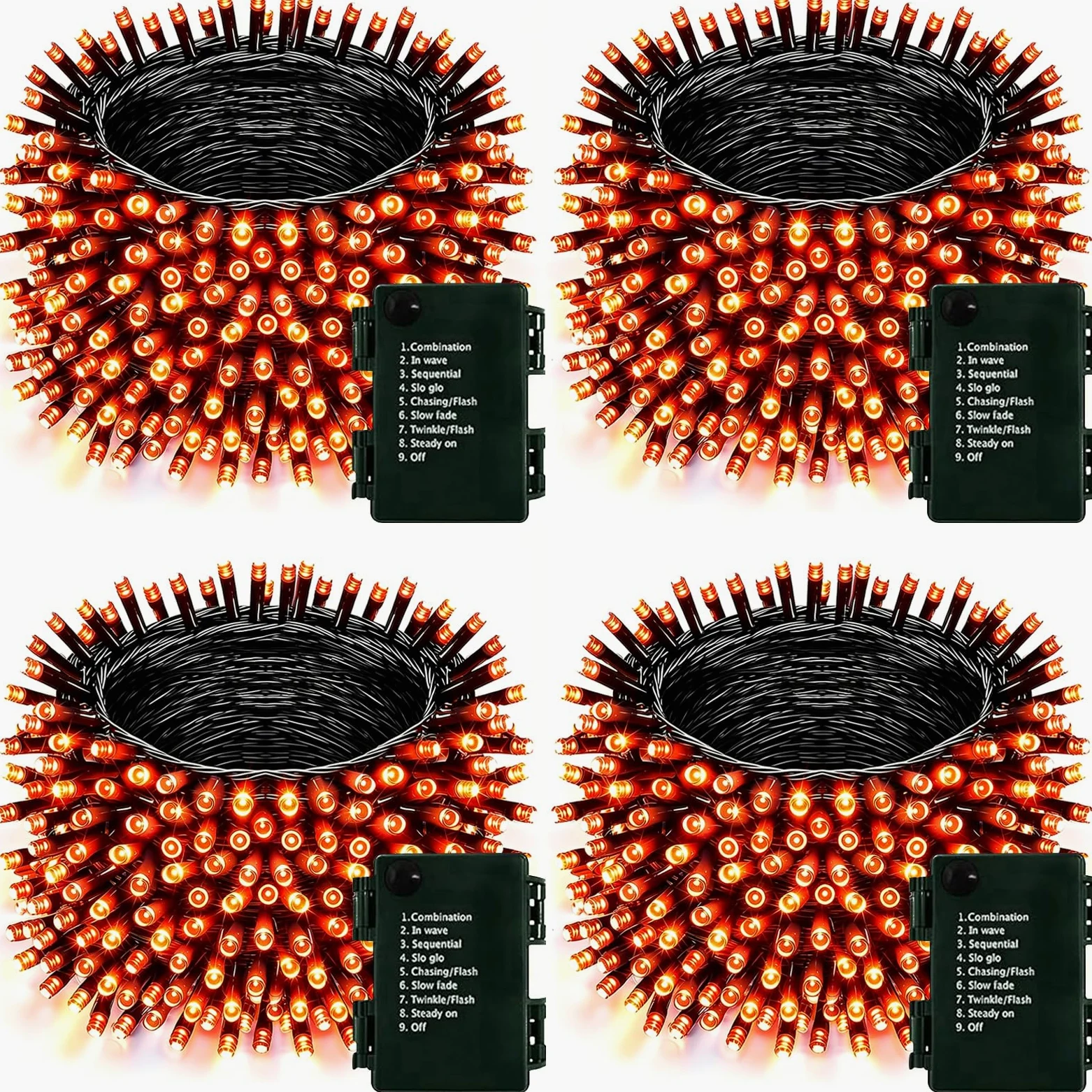 Confezione da 400 luci LED per Halloween, funzionamento a batteria, luci arancioni con timer e 8 modalità, impermeabili, decorazioni per Halloween, per interni ed esterni, patio, feste