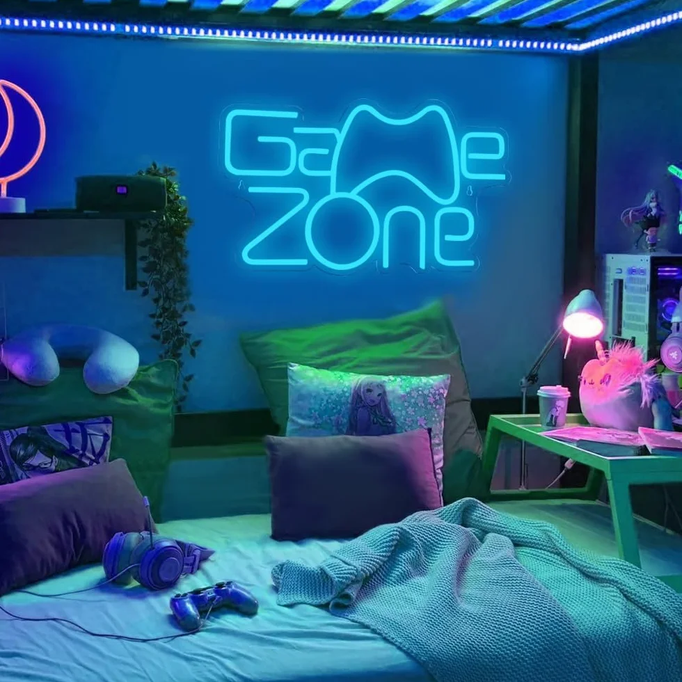 A Dan Game Zone Neon Segno,Game Neon Segno per Gamer Room Decor,Gaming Signs per Teen Boys Room Decor con USB Alimentato per Game Room,Camera da letto,Segni Led Regali