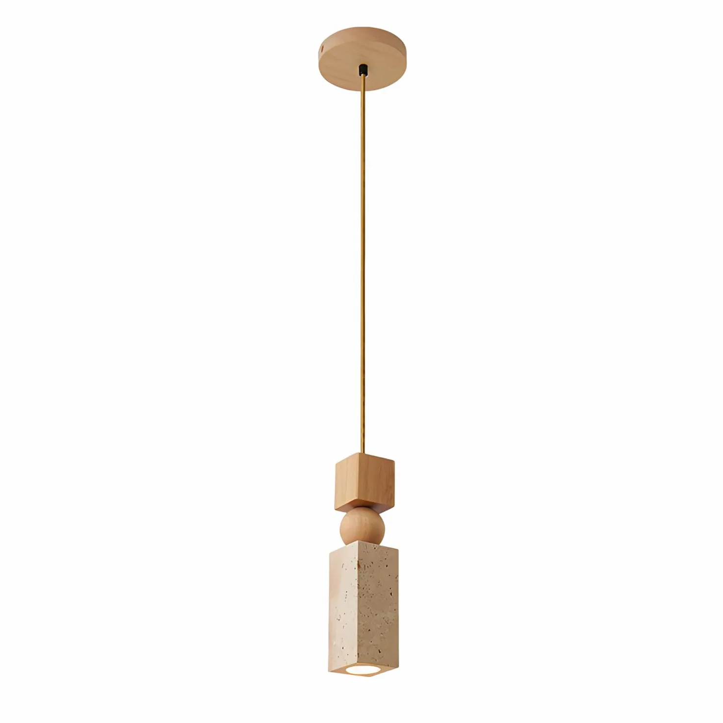 Lampadario a sospensione in pietra naturale nordica in gialla, lampada a moderna in legno for isola cucina, sala da pranzo, comodino, ristorante, bar, camera letto(Square)