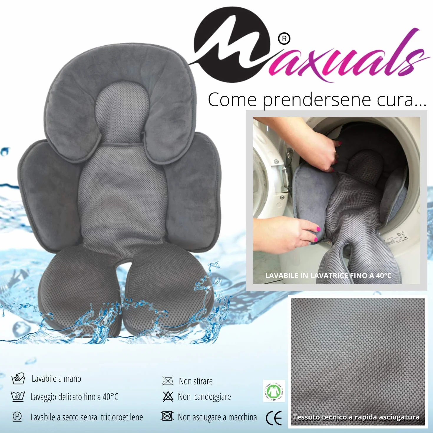 Riduttore Passeggino Universale Ovetto Neonato Cuscino Seggiolino Auto Culla Traspirante Leggero Protezione Testa Bimbo 0-12 Mesi