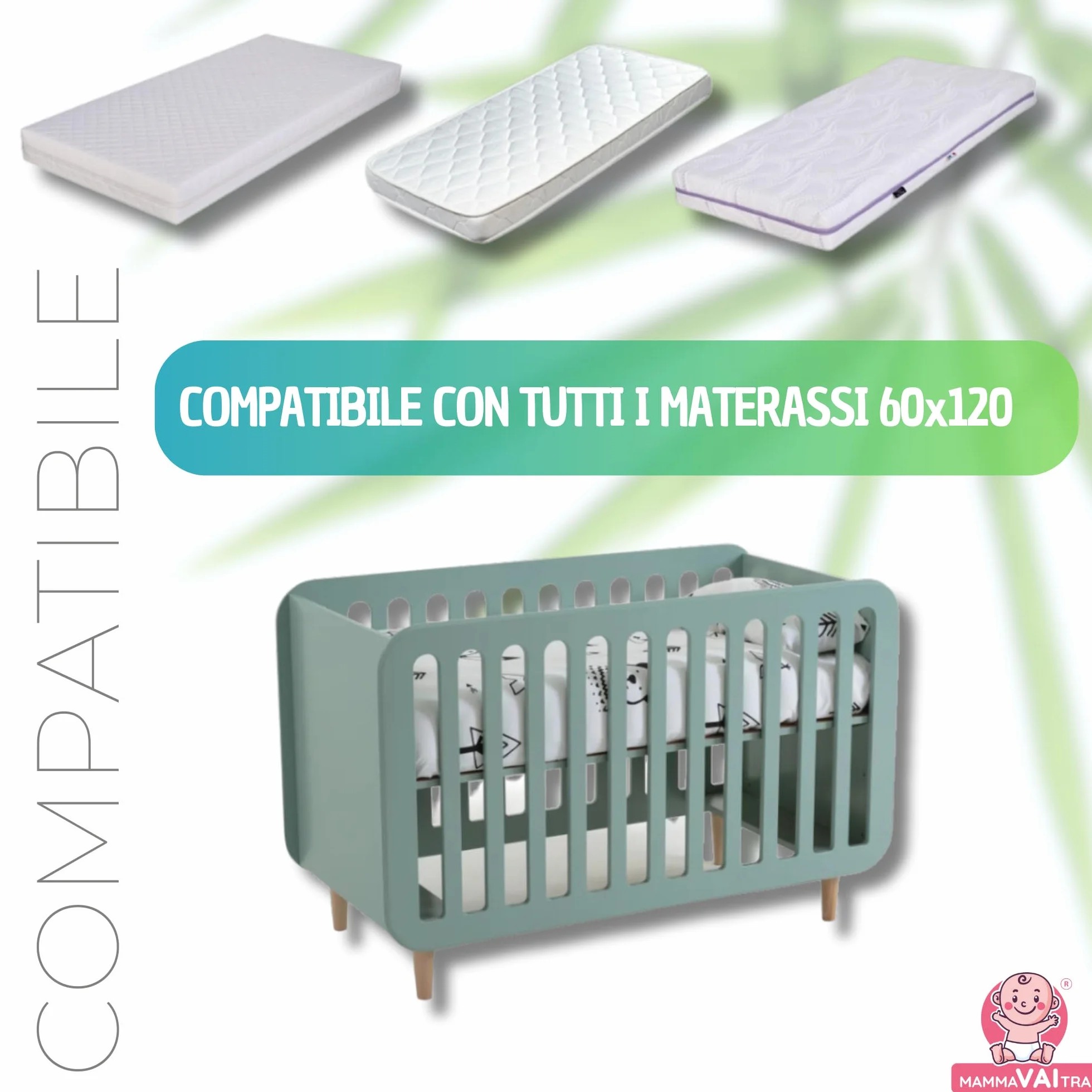 Coprimaterasso Impermeabile Bambù per Lettino Neonati 60x120x30 cm