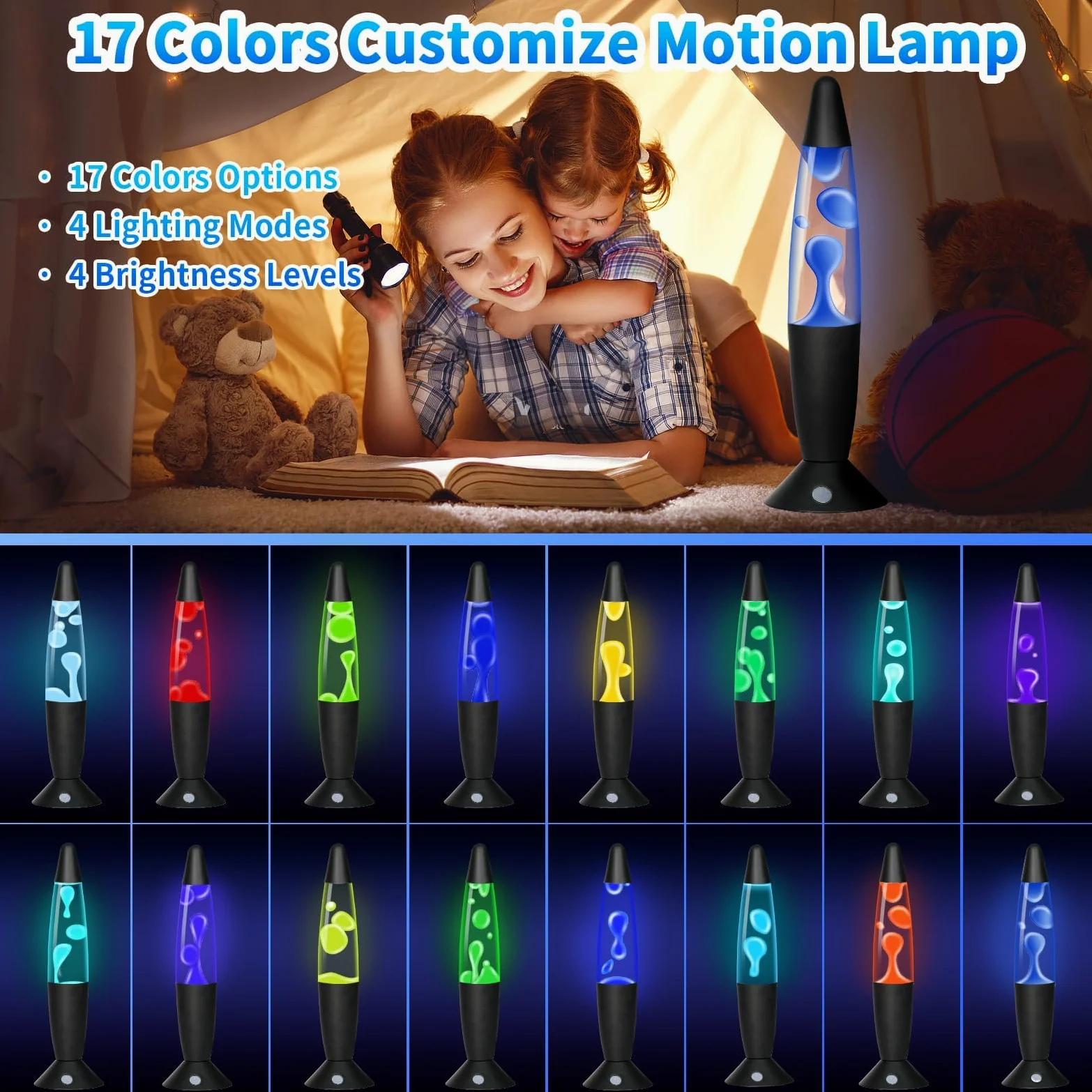 Lampada a Movimento Liquido, 17 Color e Telecomando per Bambini Decorazione