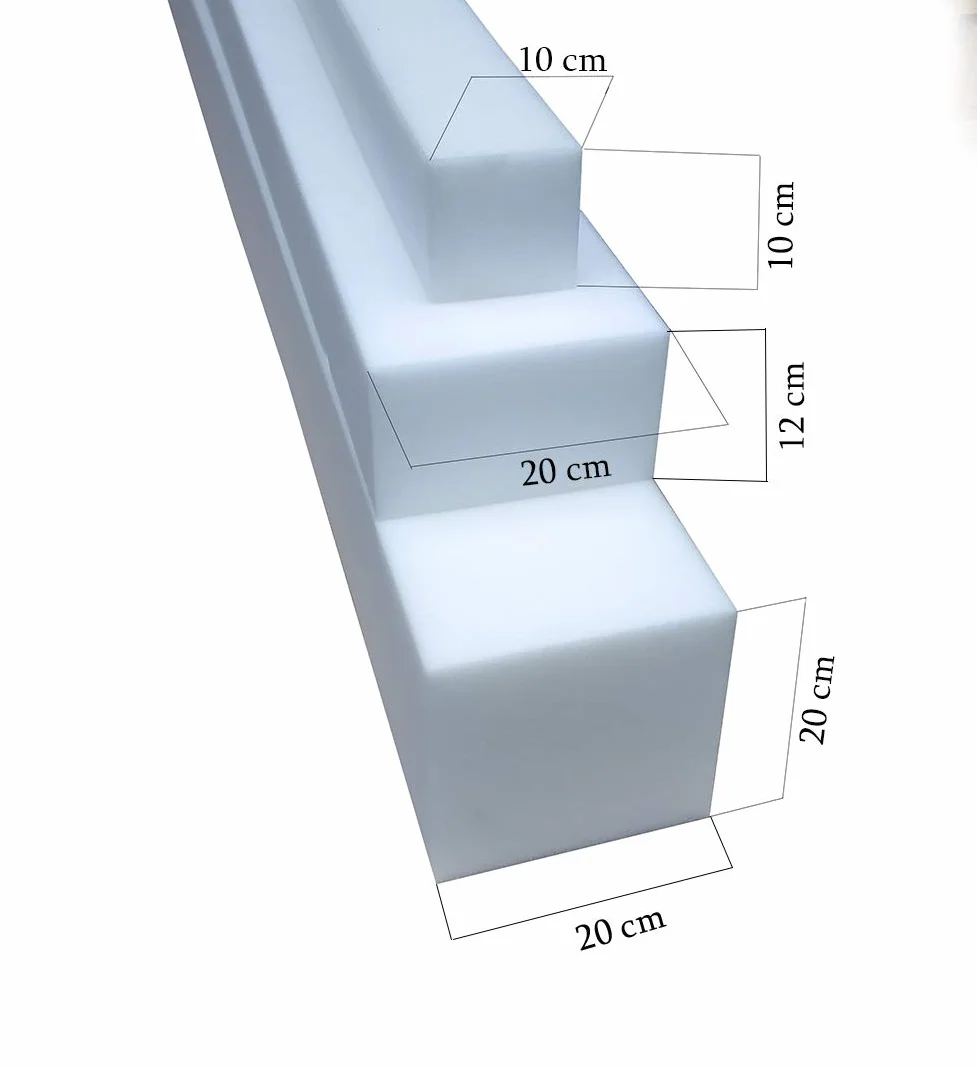 All4All Estensione Materasso in Schiuma 200 cm D 25/44-15x20 cm Riempitore Spazio Letto