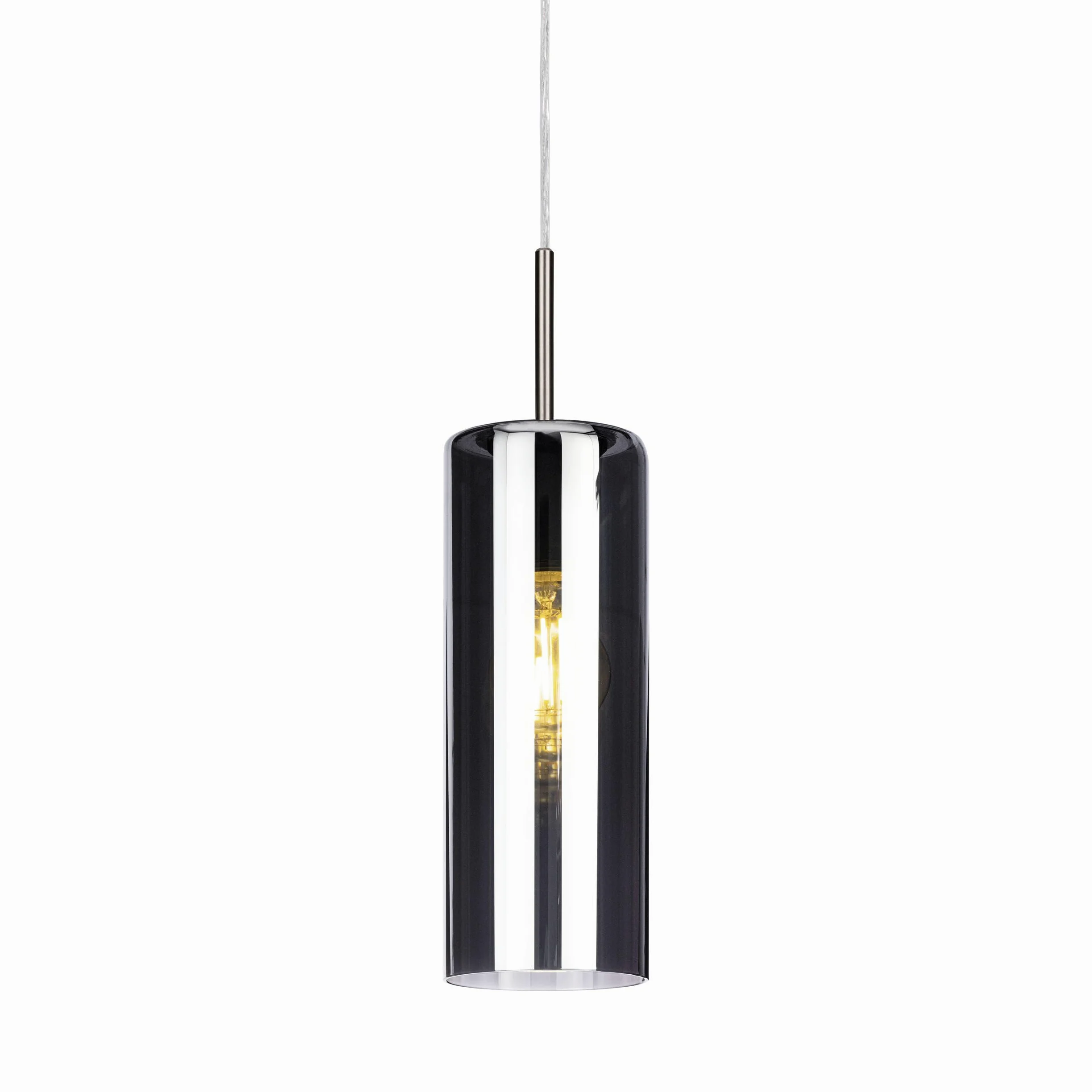Eglo lampada a sospensione Selvino, illuminazione a sospensione per tavolo | da pranzo in vetro fumé, 3 fiamme, struttura in vetro nero e acciaio argento, attacco E27