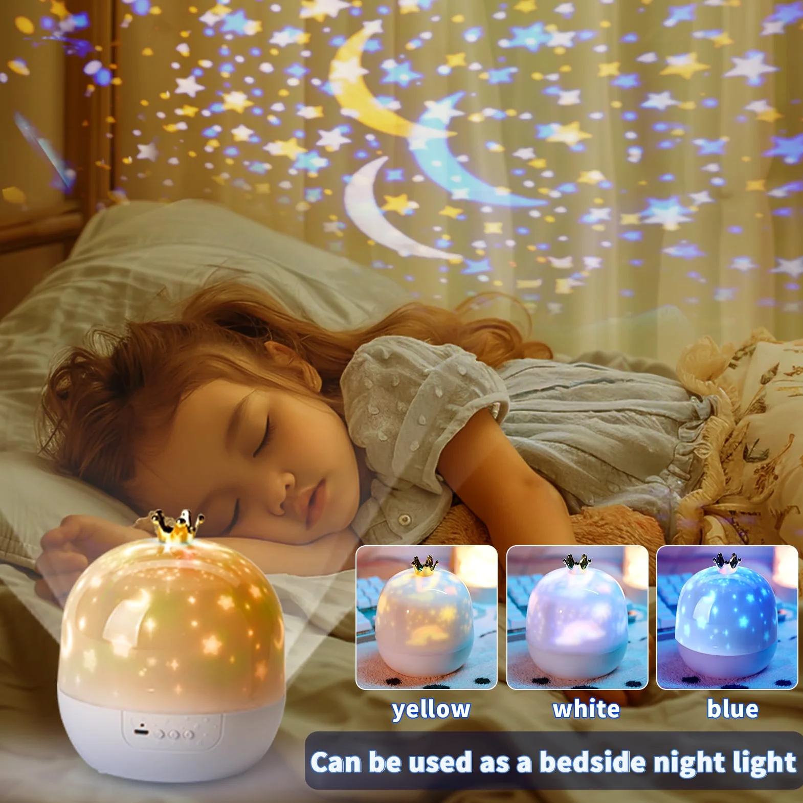 21 set di proiettori di luce notturna oceanica, proiettore per bambini per camera da letto, proiettore a stelle per soffitto, rotazione a 360 gradi, luce notturna per bambini, per decorare