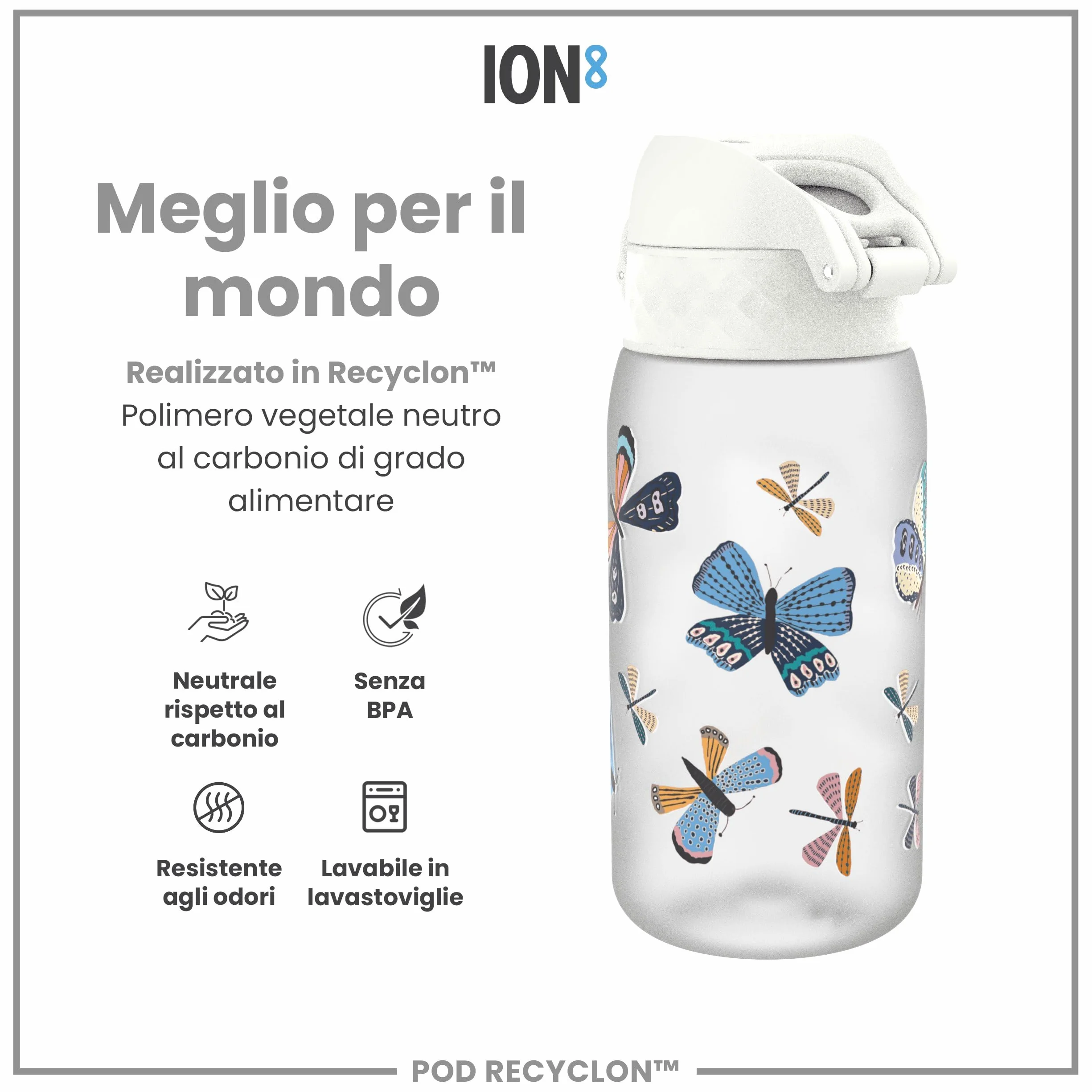 ION8 Borraccia per Bambini 350ml a Prova di Perdite Lavabile in Lavastoviglie Senza BPA