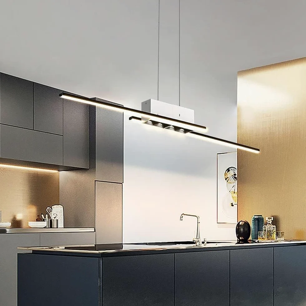 Faretti a Sospensione a LED per Isola Cucina, Lampada da Tavolo da Pranzo lineare Minimalista, Moderne lampade a Sospensione a Strisce per bancone per la Colazione in Soggiorno