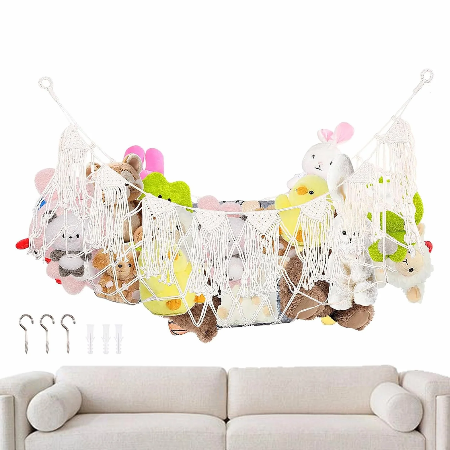 Rete portaoggetti per animali di peluche, grande, decorazione per la stanza, per organizzare la cameretta dei bambini