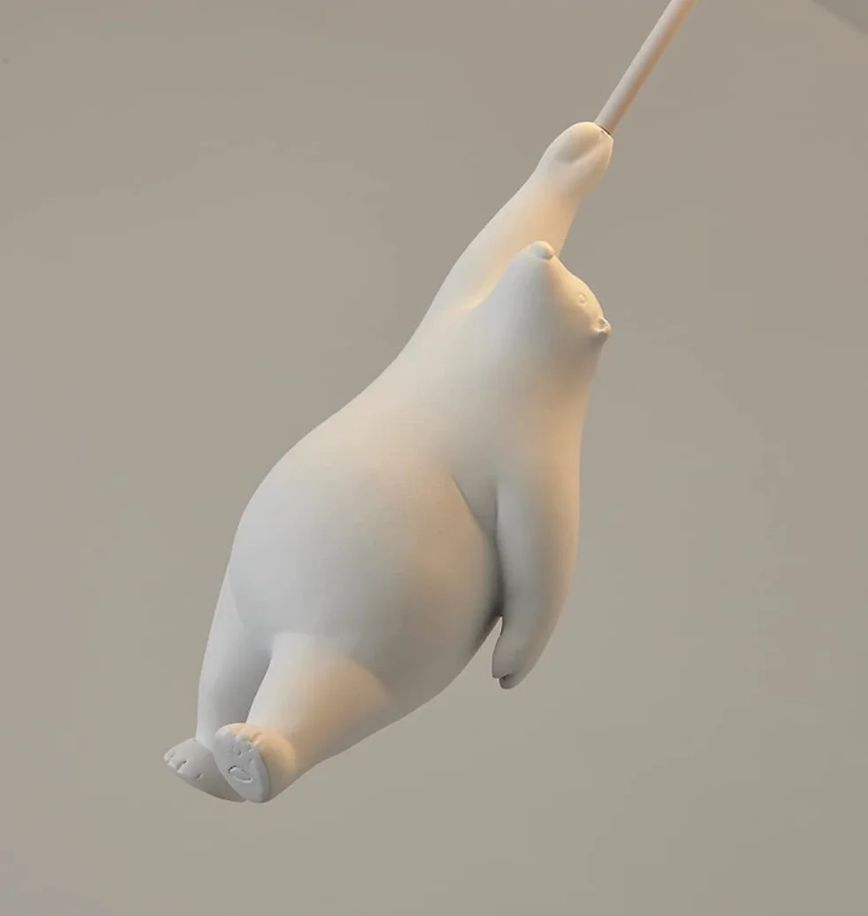 Plafoniera Bambini Bianca Paralume in Vetro Stanza Ragazzi Ragazze Piccolo Orso Camera da Letto Illuminazione Interni Lampadario Luci Sospese Lampada A Sospensione Base G9 Luce Bianca 6000K,A,Ø25CM
