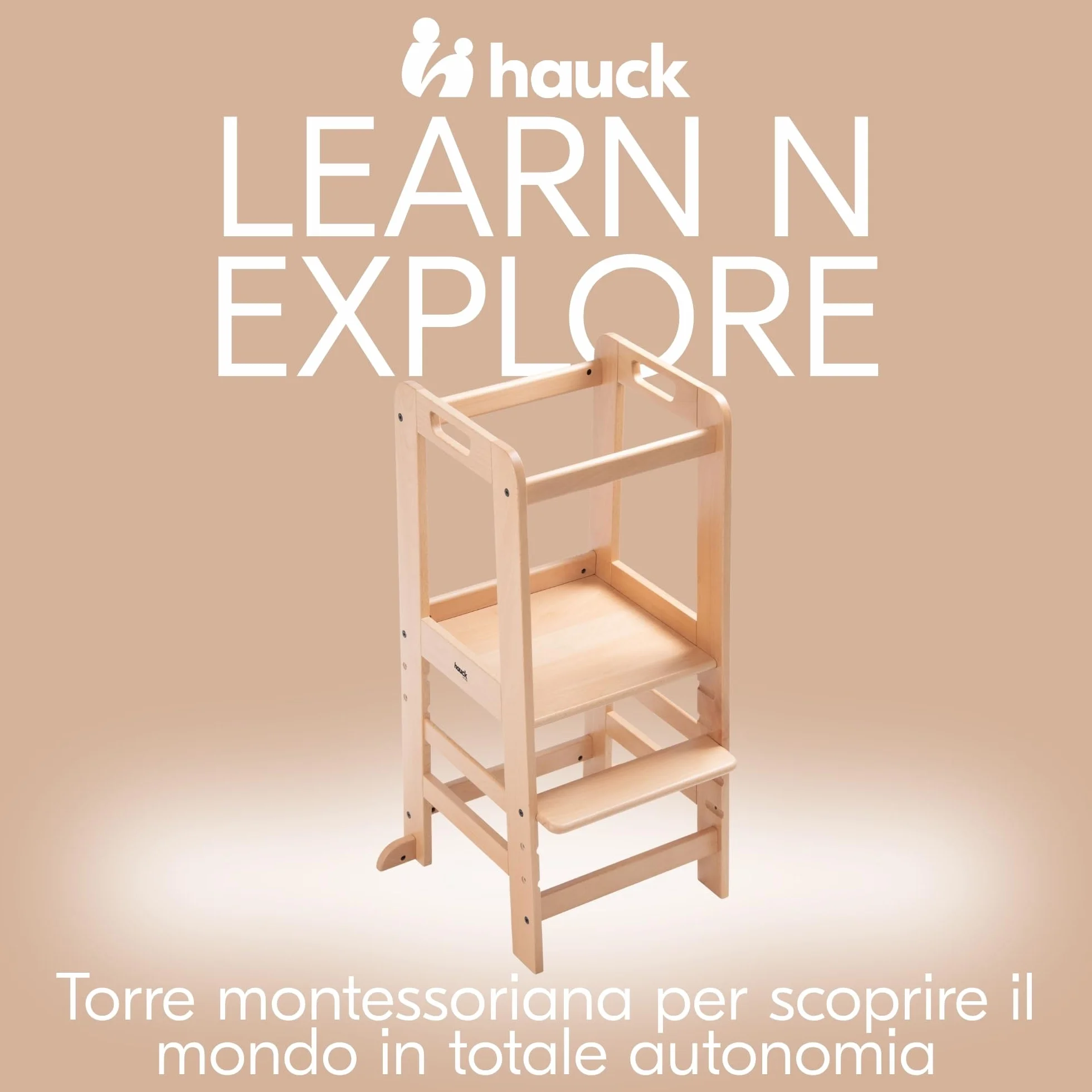 Torre Montessoriana Bambini 1 Anno 40 kg Legno Faggio Regolabile Altezza
