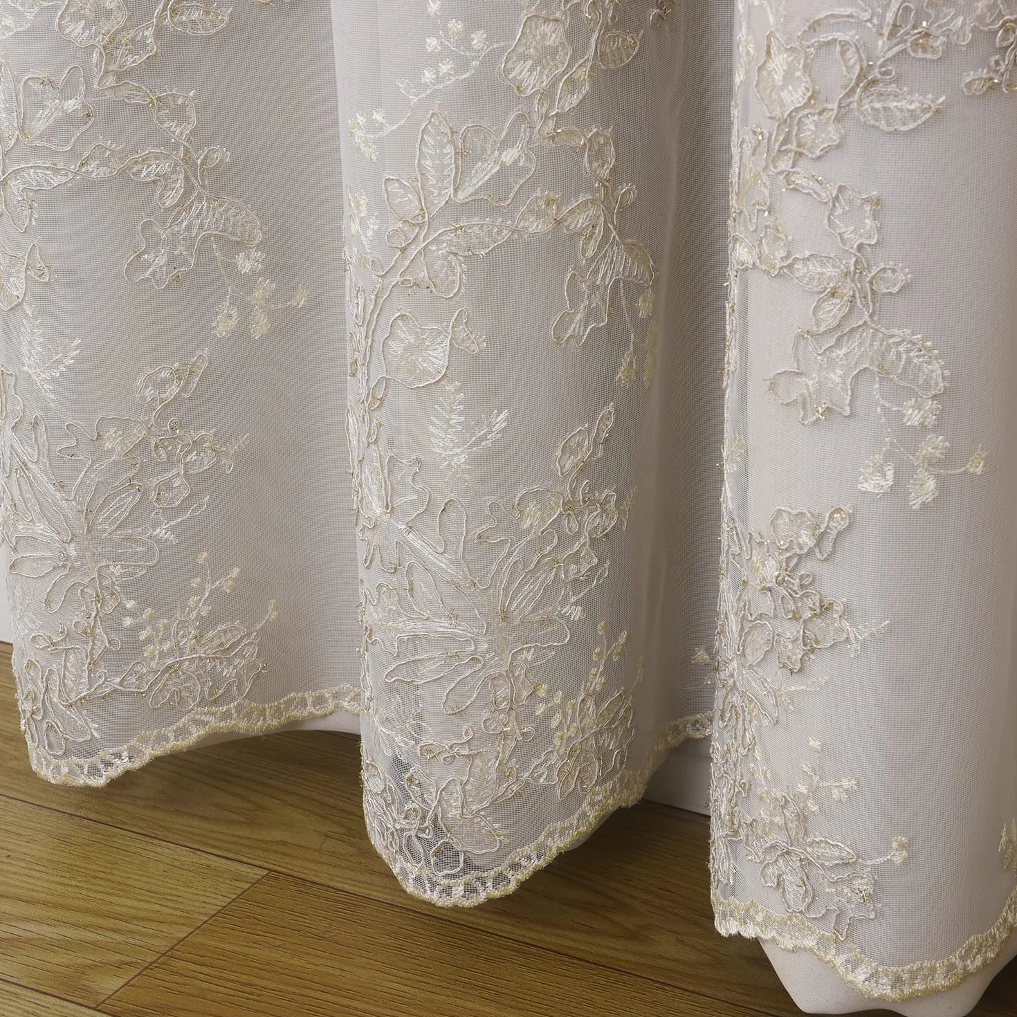 Tende a doppio strato con tulle trasparente ricamato 132 x 243 cm beige GYROHOME