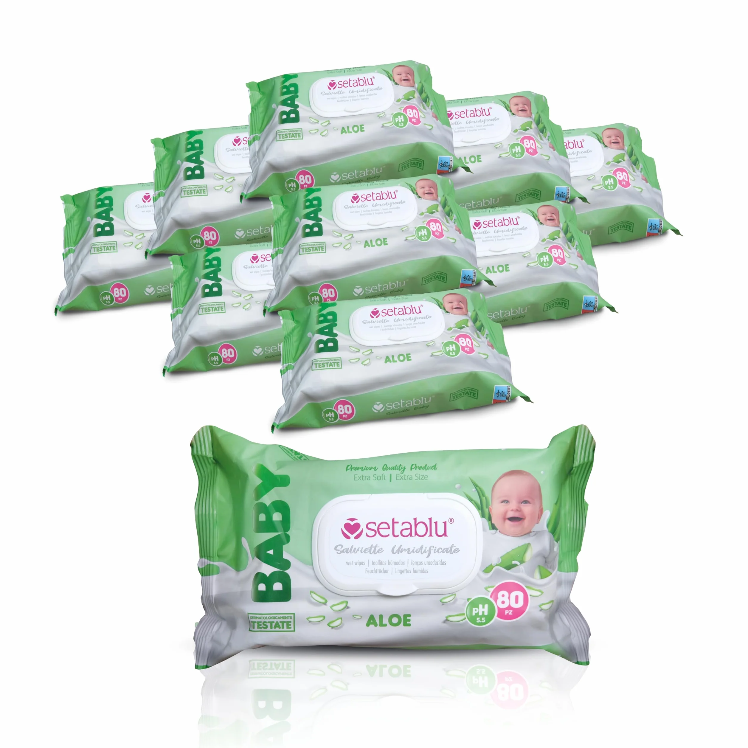 DETERMONDO 880 Salviette Neonato Igienizzanti Umidificate all'Aloe Senza Alcool, 11x80 Confezioni