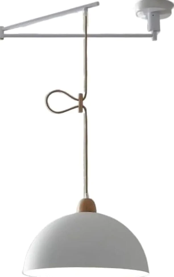 Lampadario a Sospensione da soffitto con Braccio orientabile, Cupola Lunga Regolabile, Stile Moderno di metà secolo, lampadario Industriale in Metallo Bianco e Nero per Tavolo da p