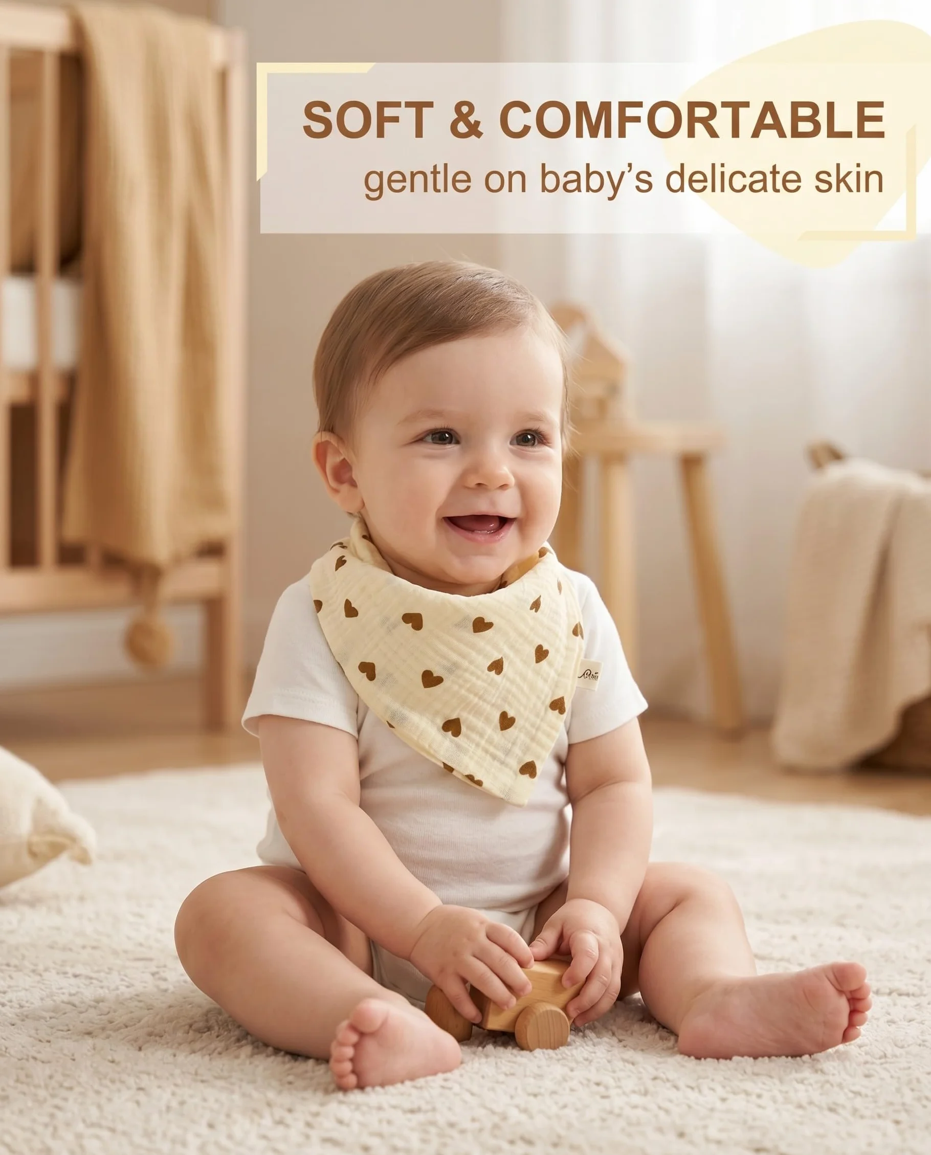 Bavaglini Neonato 100% Cotone Mussola Set Assorbenti Traspiranti Regolabili Orsetto Cuore Arcobaleno Koala