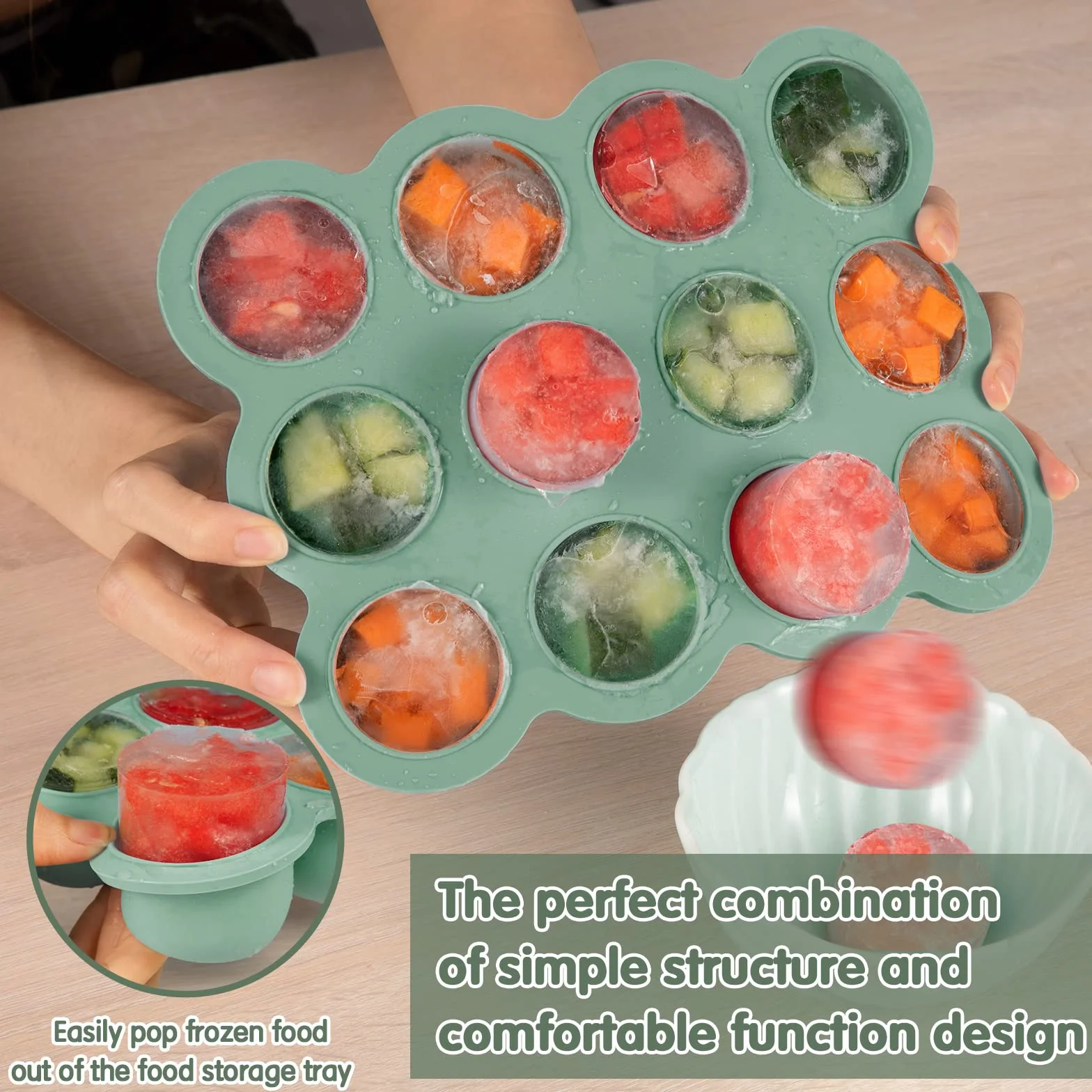 Contenitore per alimenti in silicone per bambini, 12x45 ml, senza BPA, con coperchio
