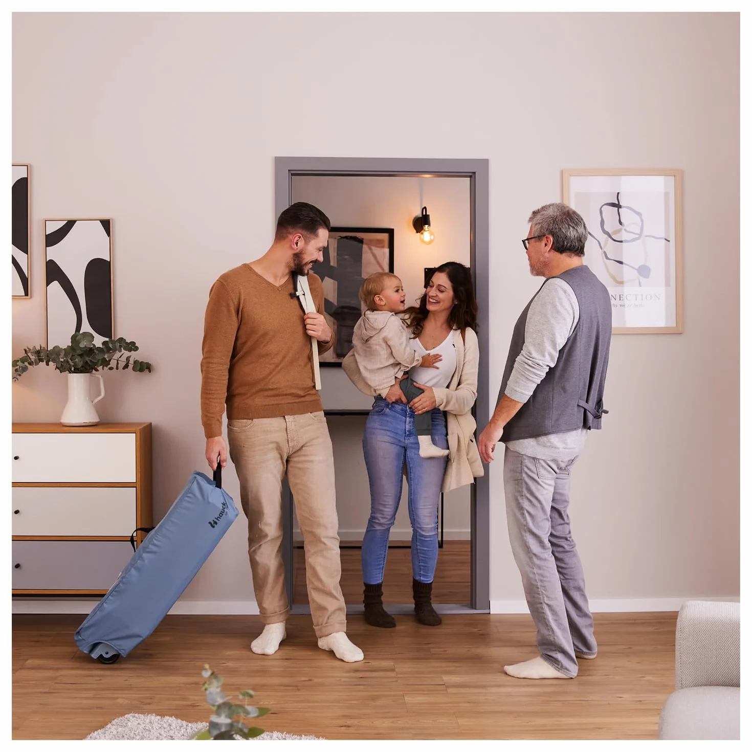 Hauck Sleep N Play Go Plus Łóżeczko Składane 120x60 do 15kg z Kołami - Dusty Blue