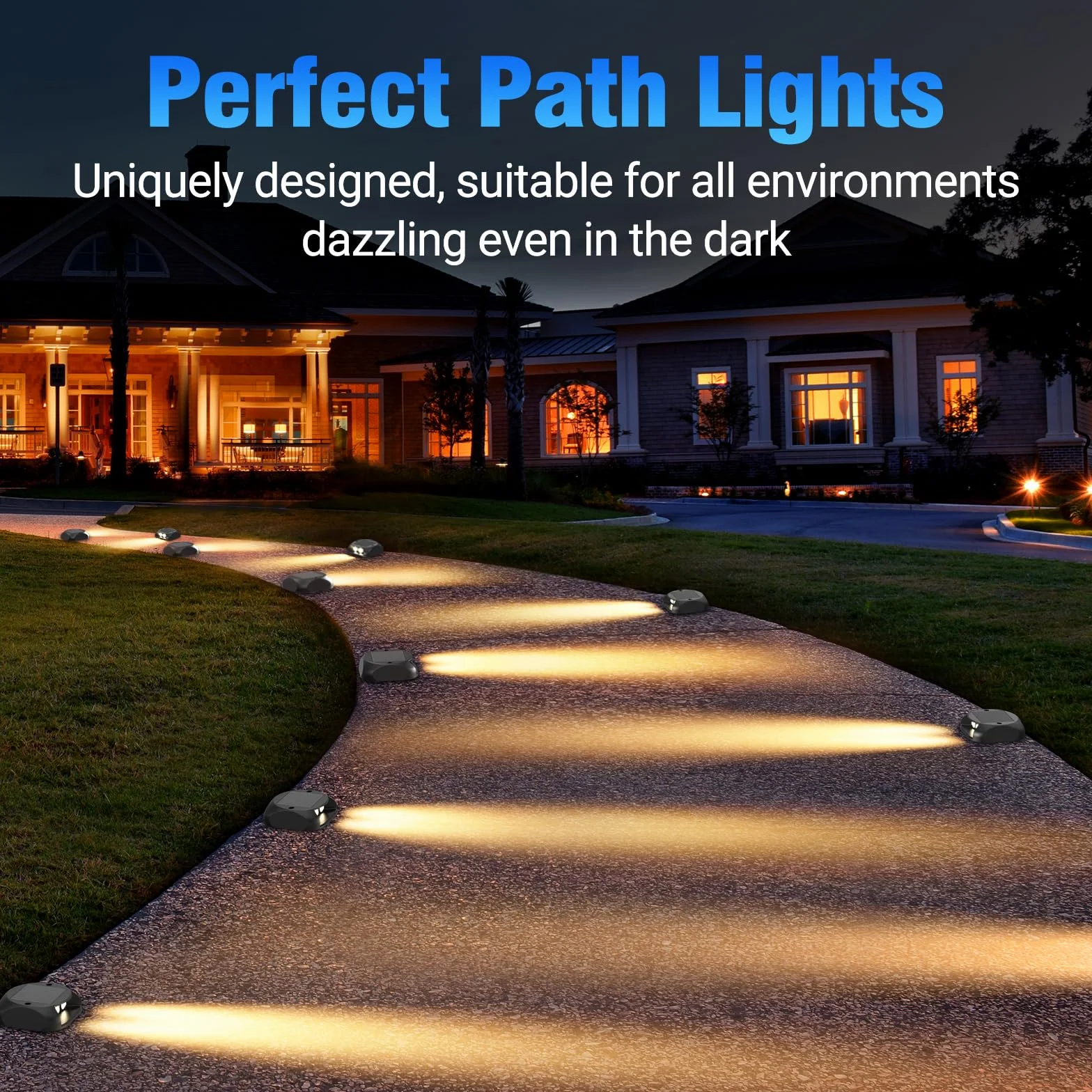 Quntis 8 Pezzi Segnapasso LED Esterno Solare Luce Calda Bianca 3000K, Luci Solari da Scale Impermeabilità IP65, Lampada Solare per Terra Sentieri Marciapiede Giardino Faretti Segna Passi Solari