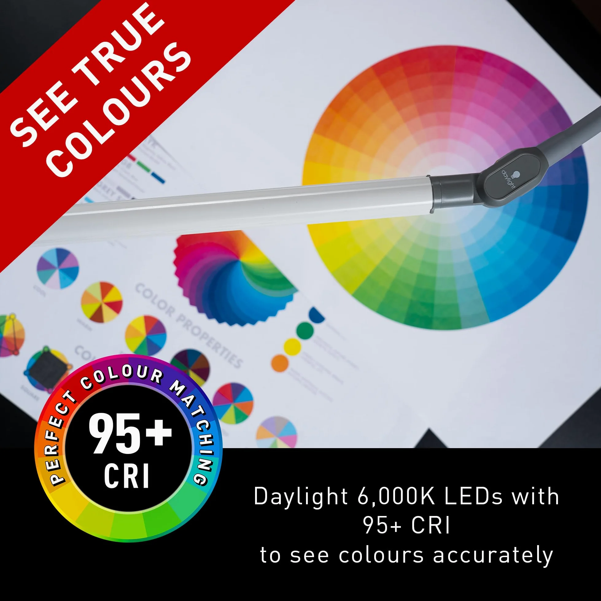 Daylight UnoPro Table - Nuovo, LED 6.000K, 1.150 Lux, 4 Livelli di Luminosità, Paralume Antiabbagliamento, Braccio Flessibile, Testa Pivotante - Ideale per Cucito, Lettura, Artigianato - Bianco