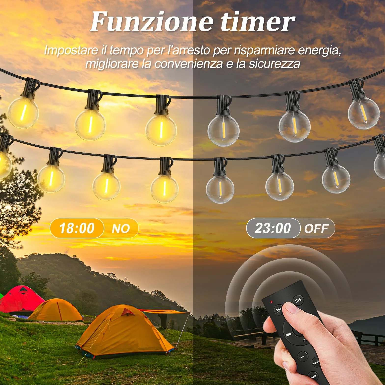 30 Metri Esterno Luci Giardino Catena - LED Lampadine Luminosa Gazebo Filo Illuminazione Balcone Lucine Terrazzo Luce Lampade Fila Interno Corrente Ghirlanda Serie Campeggio Outdoor Decorative Feste