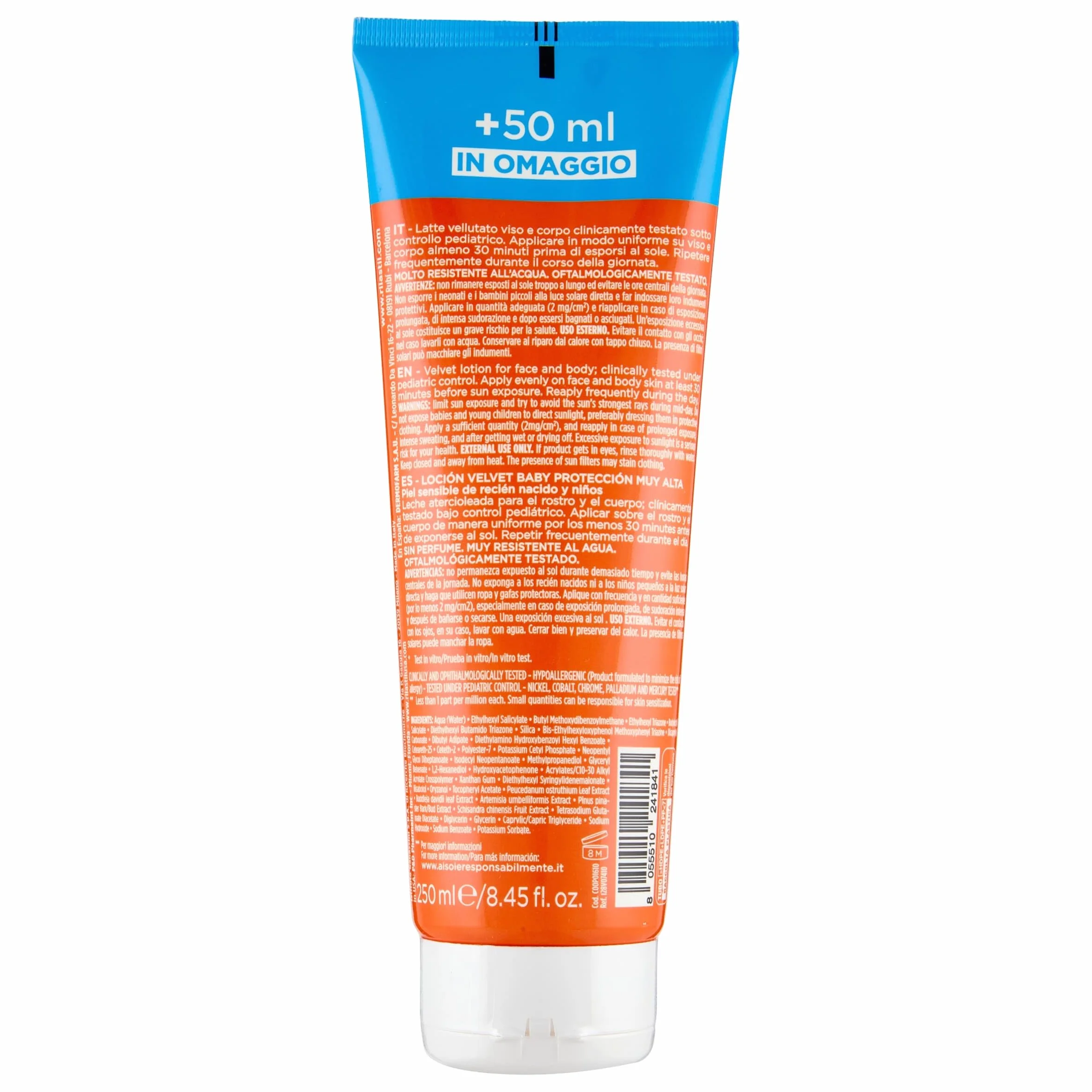 Rilastil Sun System Baby Latte Velluto SPF50+ Protezione Solare Viso e Corpo 250 ml