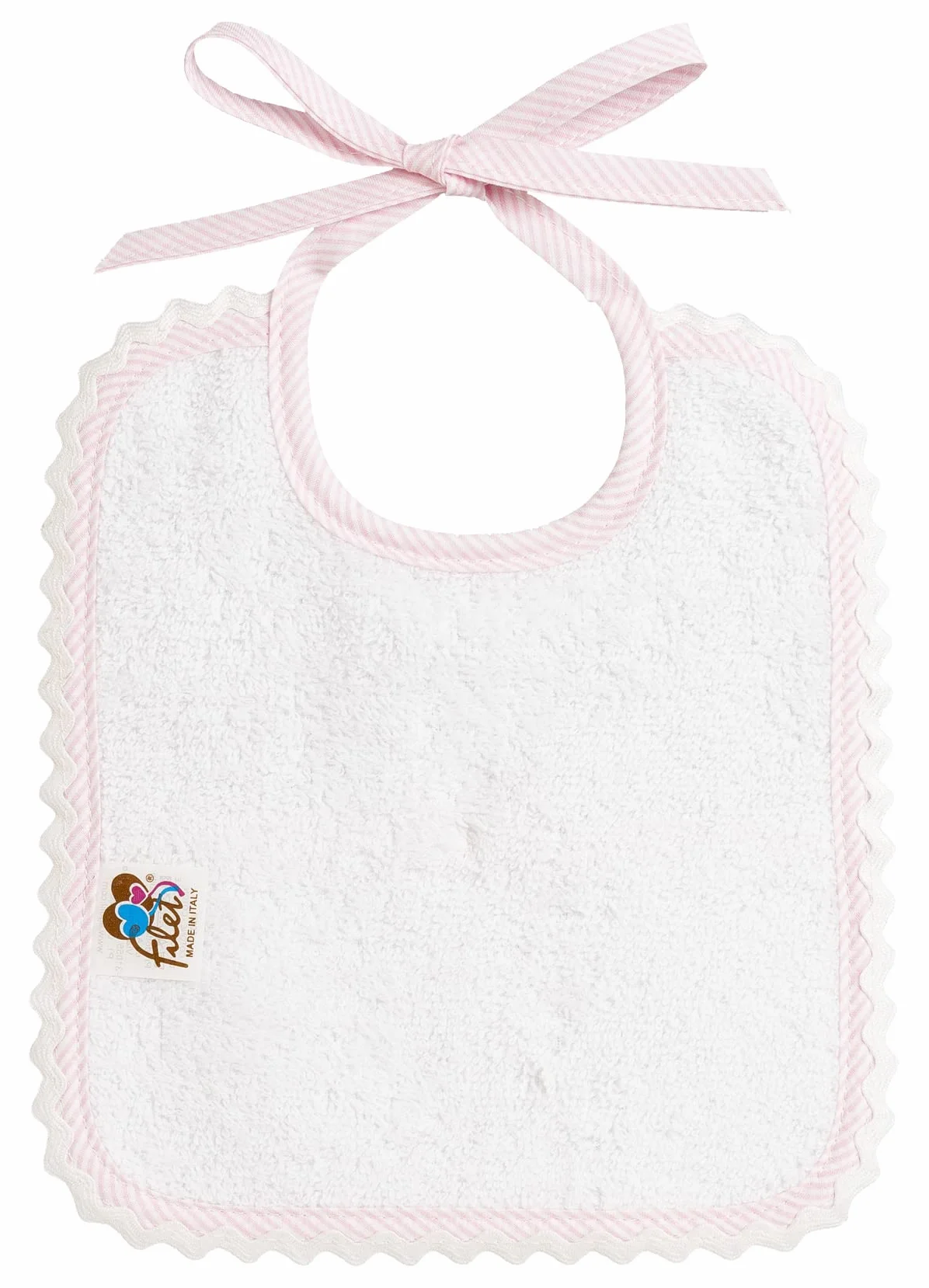 Bavaglino Neonata in Spugna di Cotone Bianco con Tasca in Tela Aida da Ricamare 100% Made in Italy