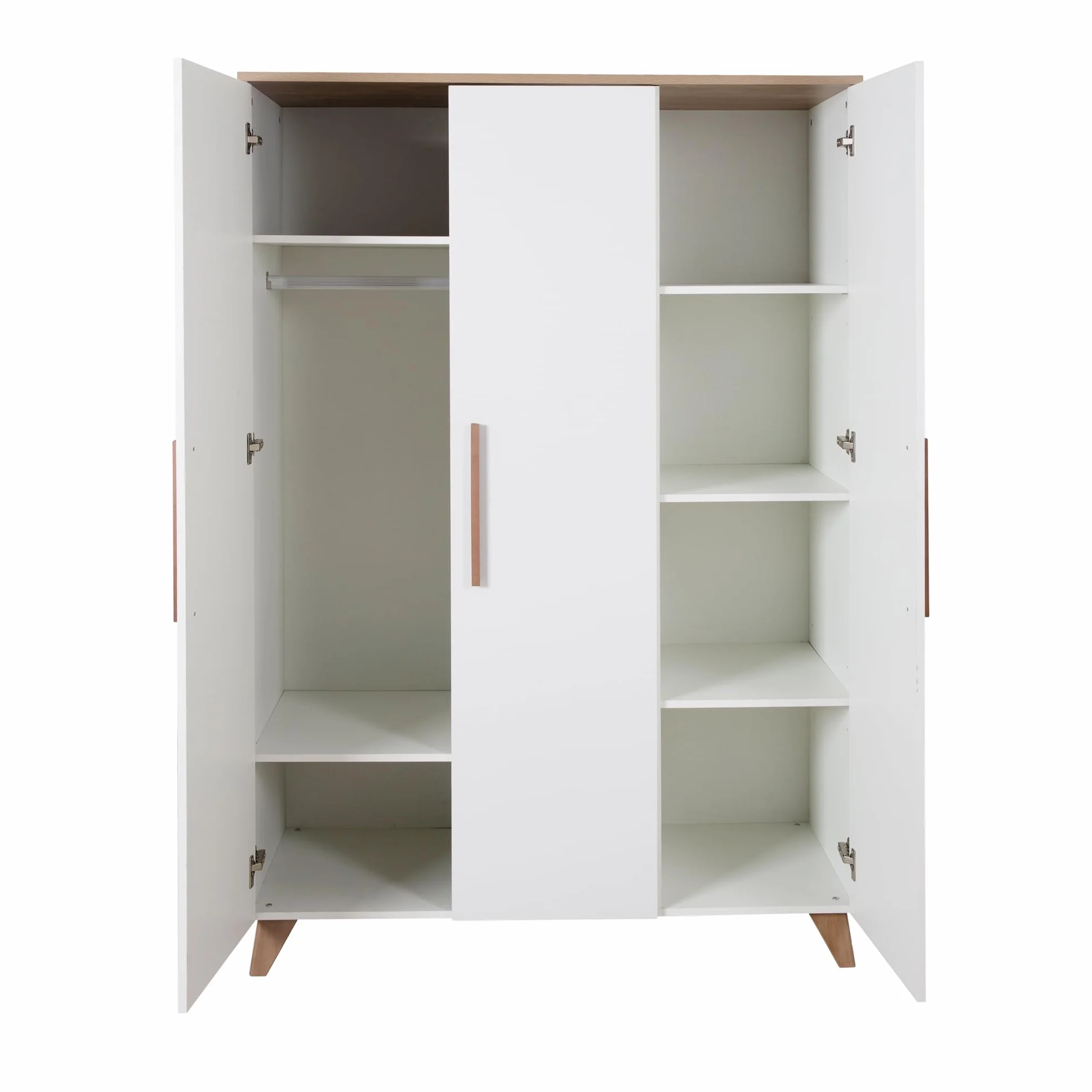 roba Set per cameretta bambini 3 pezzi Lettino 70x140 cm convertibile fasciatoio 3 cassetti armadio bambini Maniglie piedi legno massello Bianco rovere scuro
