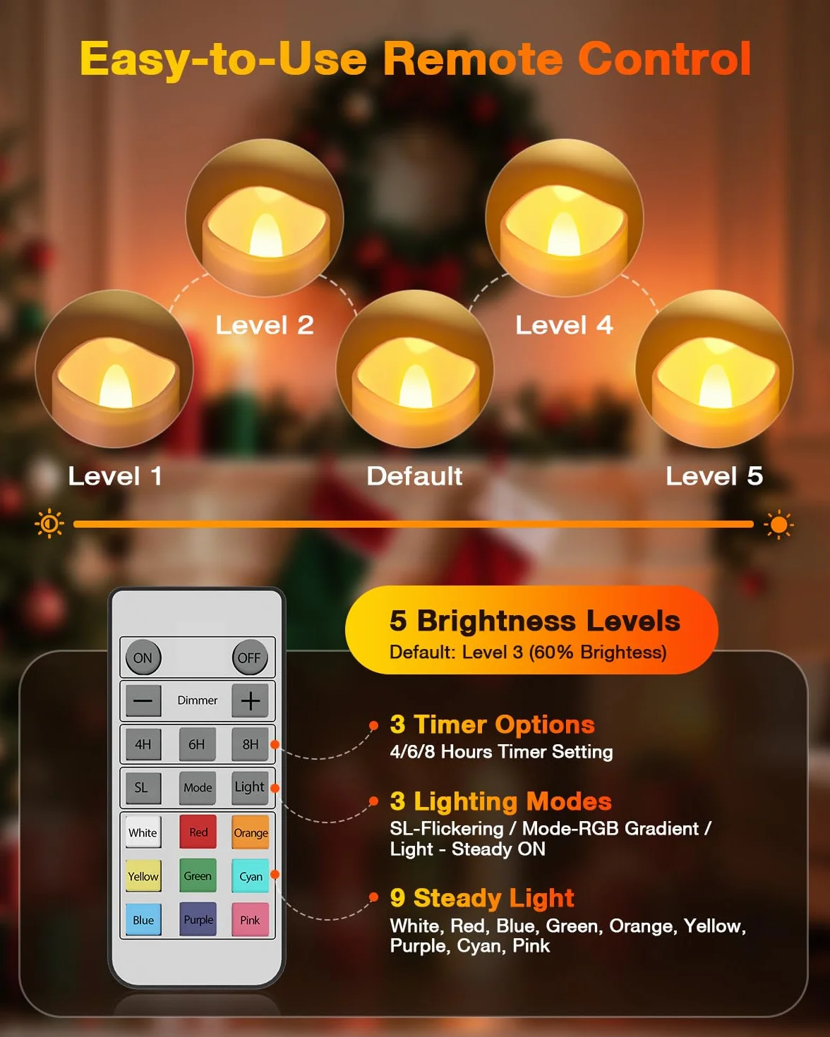Yme Candele colorate ricaricabili con stazione di ricarica, 12 candele a LED Candele elettriche ricaricabili tremolanti con telecomando e timer per la stanza Halloween Natale Decorazione - RGB