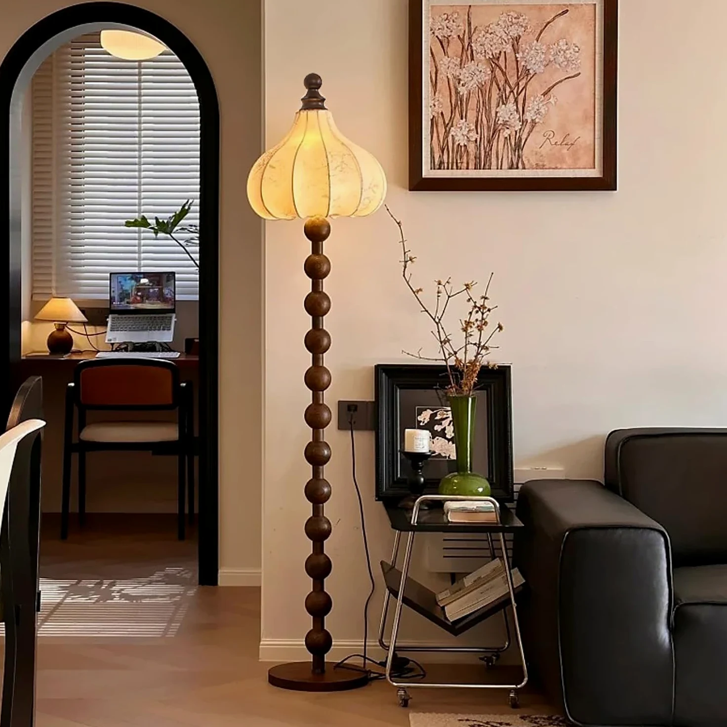 CCXXYGWJ Lampada da, Globo in Legno di Noce dimmerabile, Stile Art Déco per Soggiorno, Studio, cameretta dei Bambini - Decorazione della casa