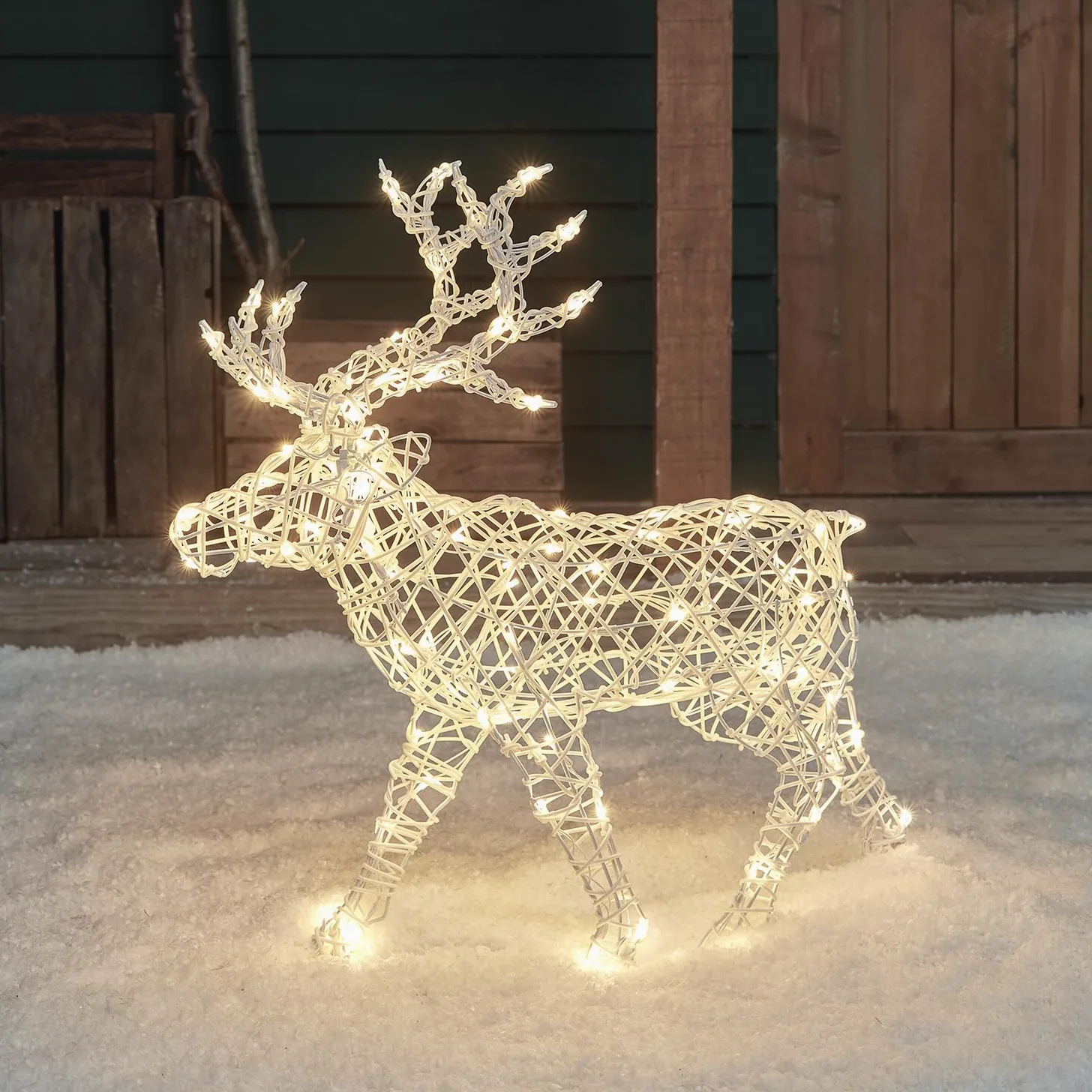 Lights4fun Arkendale - Renna a LED 3 in 1 illuminata, 70 cm, con timer, illuminazione natalizia per esterni e interni