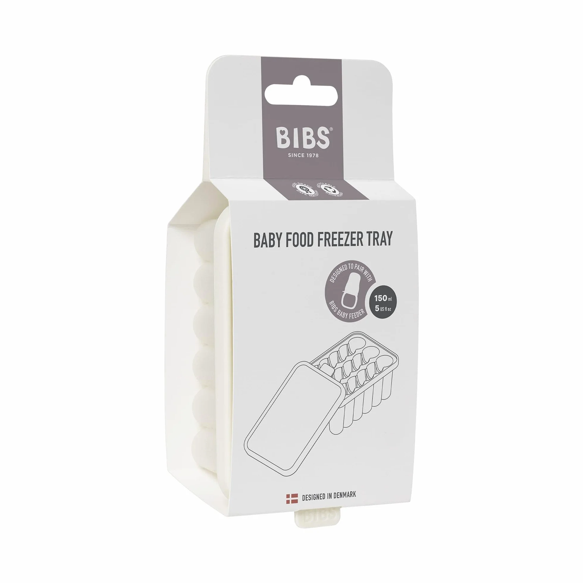 BIBS Vassoio per congelatore alimenti bambini, compatibile con distributore BIBS, anti-rovesciamento, senza BPA - Ivory