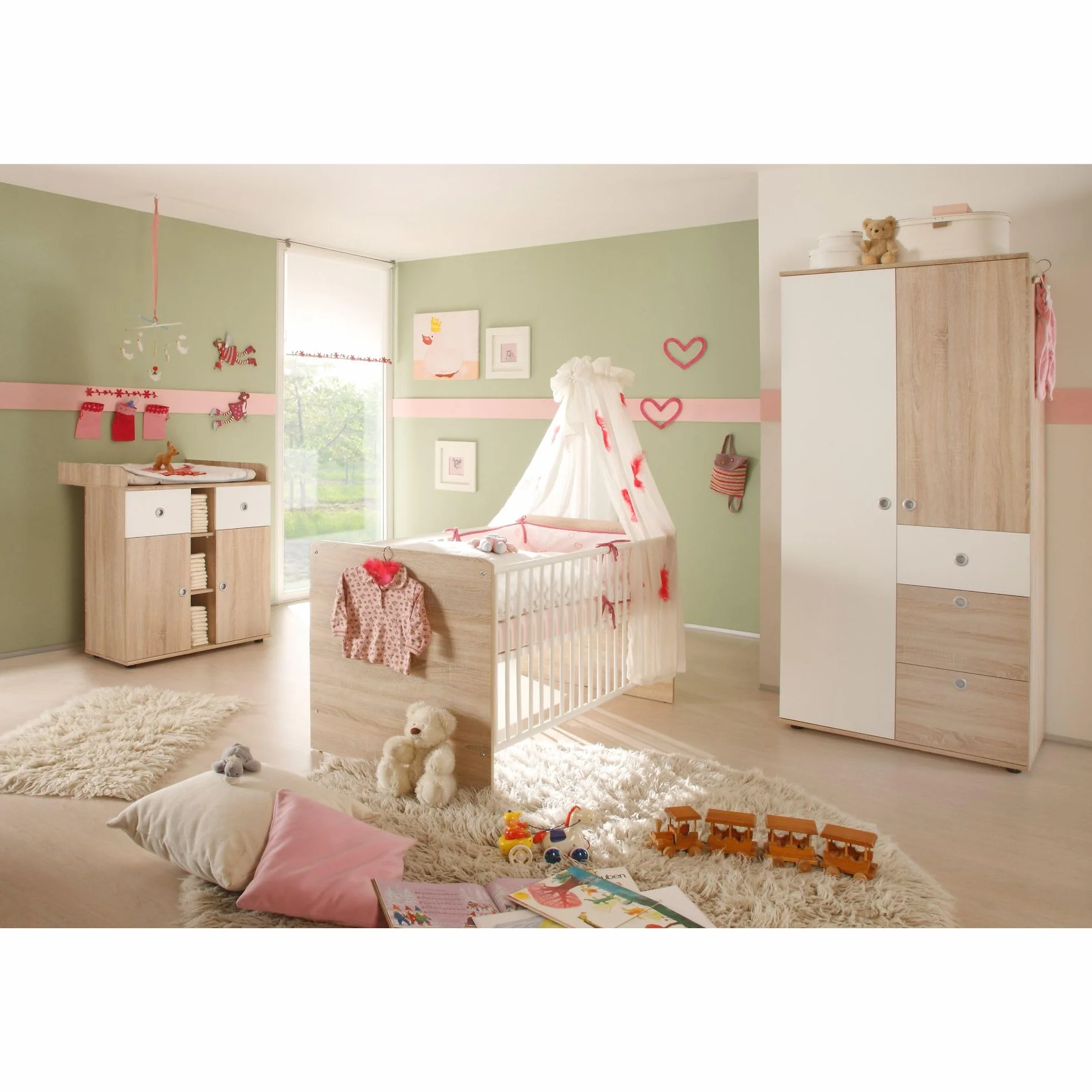 Stella Trading Wiki Completo Cameretta Bambini 3 Pezzi Rovere Armadio Culla Fasciatoio Legno Quercia Sonoma Bianco