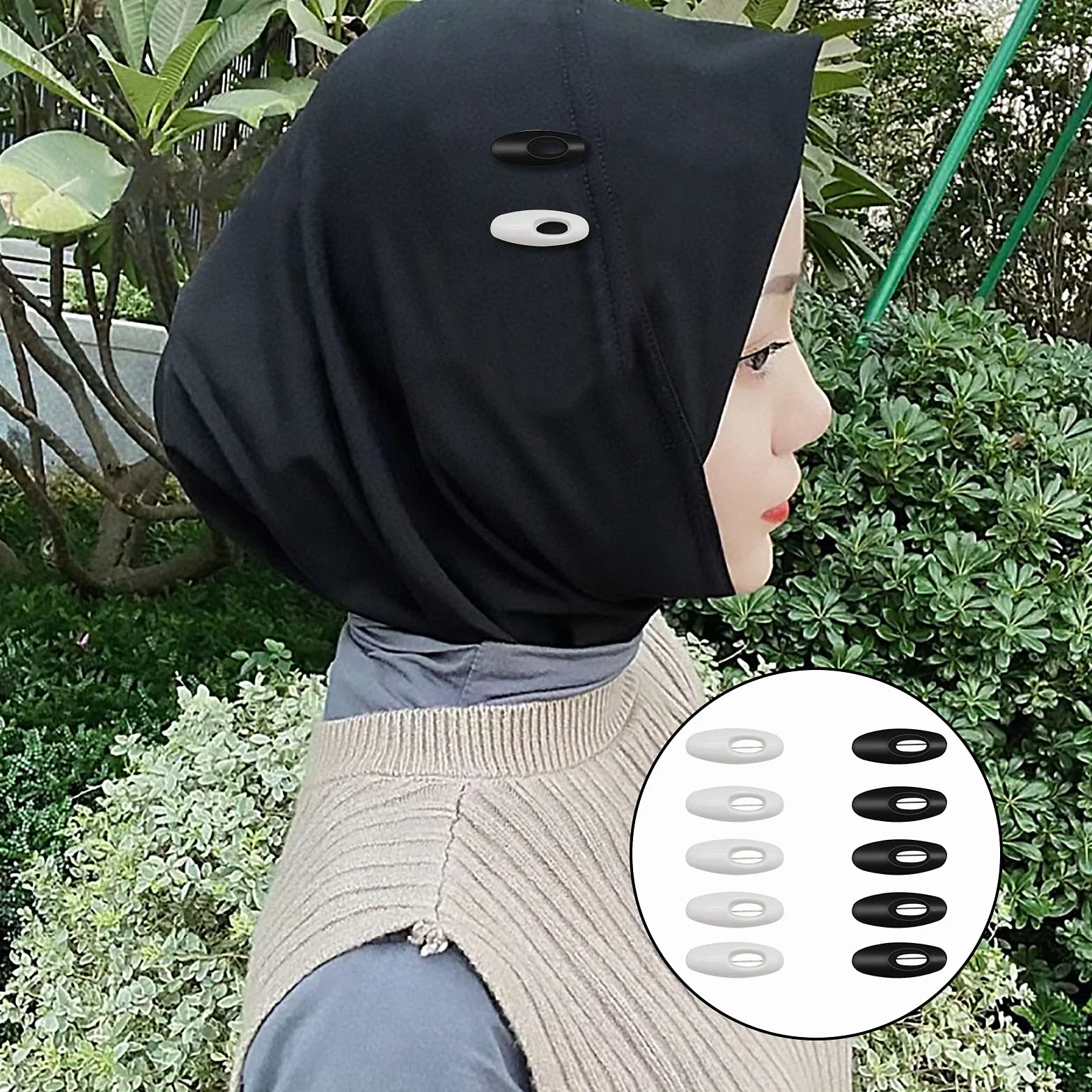 Spille per Hijab 30 Pezzi, Spille di Sicurezza Nero Bianco