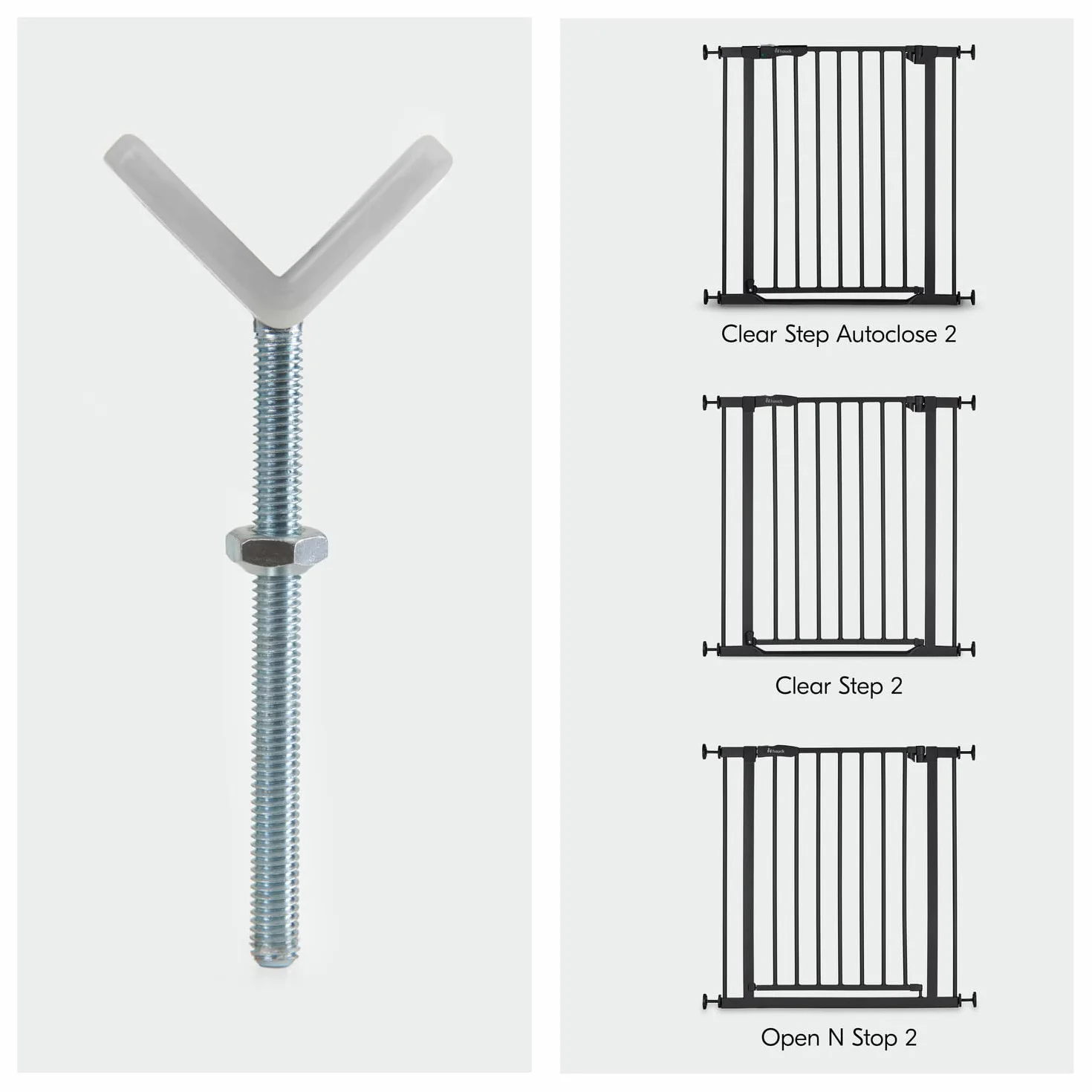Hauck Y-Spindle Bianco - 2 Adattatori per Scale con Ringhiere a Profili Rotondi 6 cm - Filettatura M10 - Accessorio Compatibile Cancelletto Bambini Cani